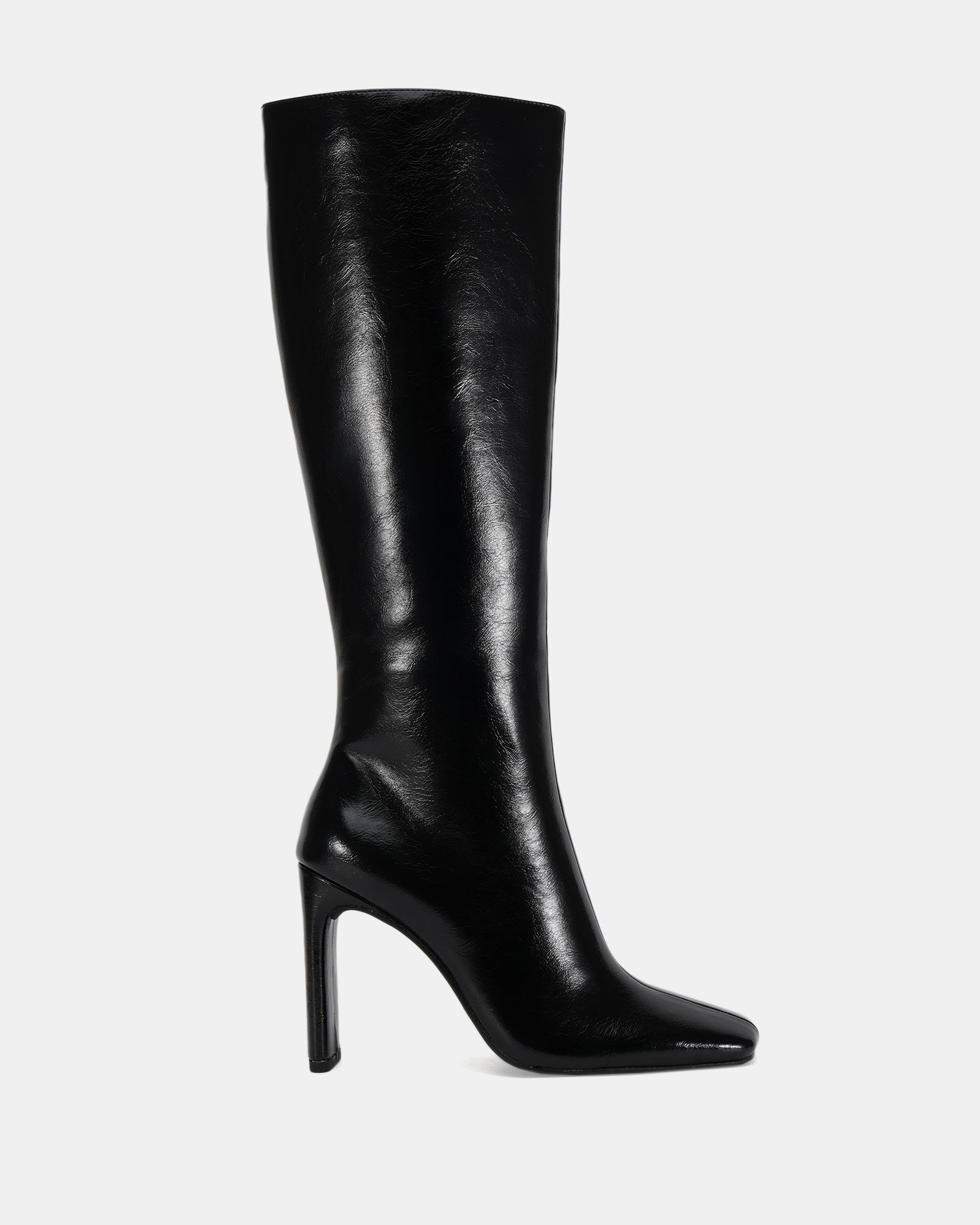 Zodiak Black Square Toe Knee High Boot