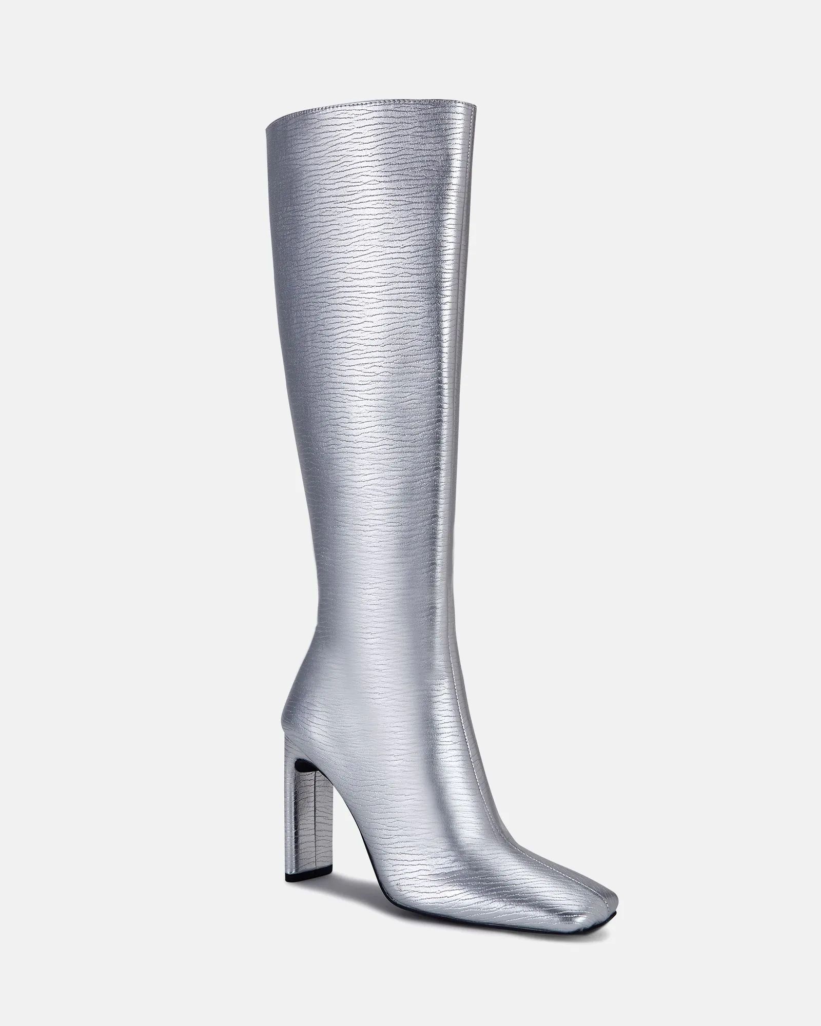Zodiak Silver Square Toe Knee High Boot