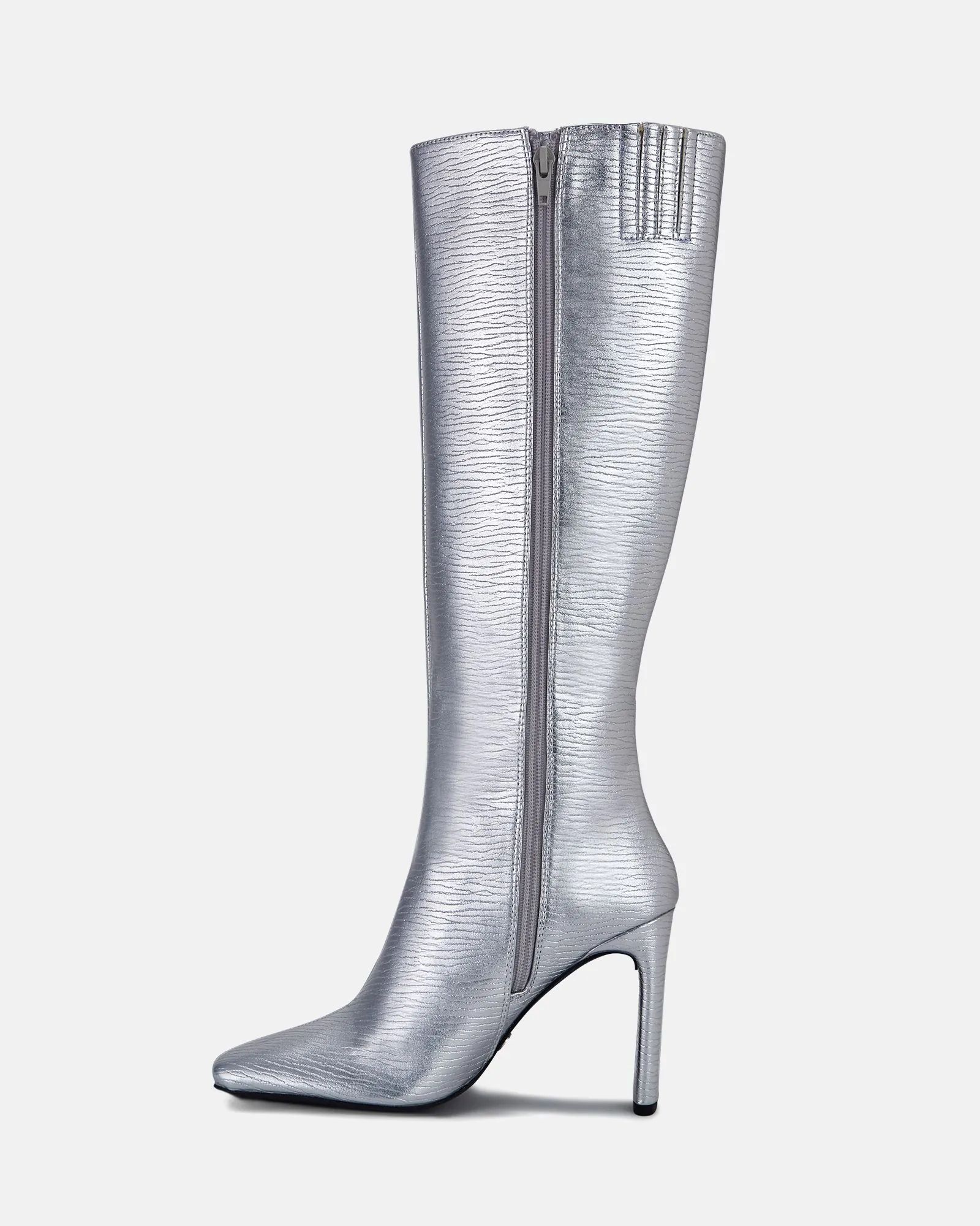 Zodiak Silver Square Toe Knee High Boot
