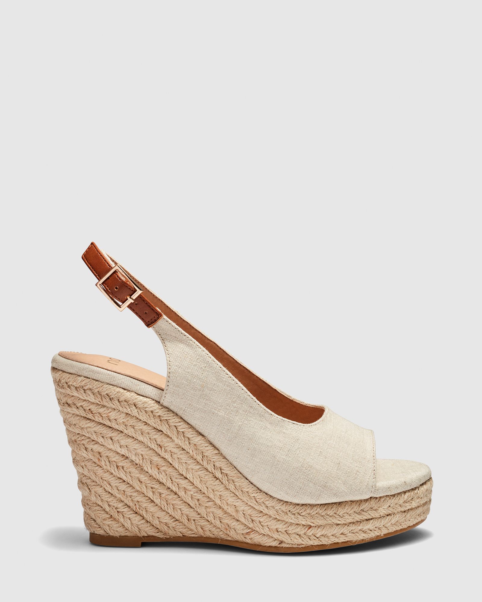 Wide Fit Ocean Beige Slingback Espadrille Wedge