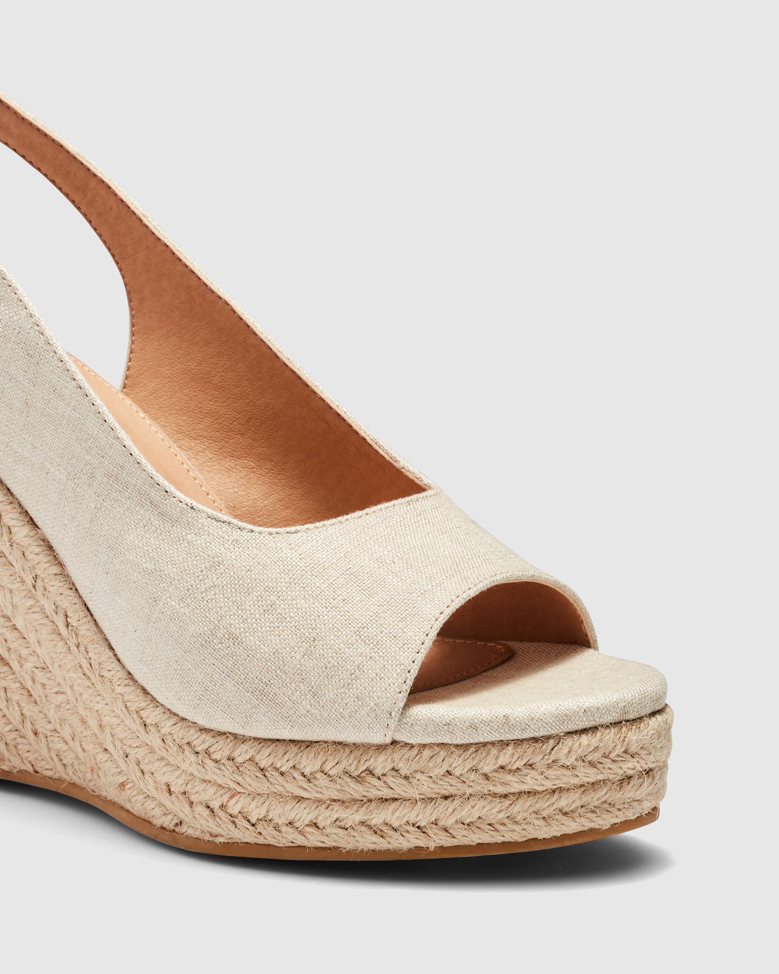 Wide Fit Ocean Beige Slingback Espadrille Wedge