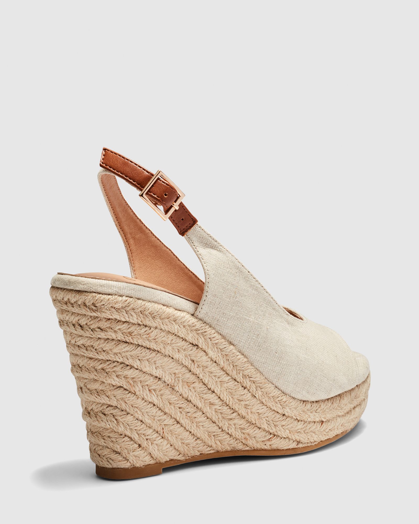 Wide Fit Ocean Beige Slingback Espadrille Wedge