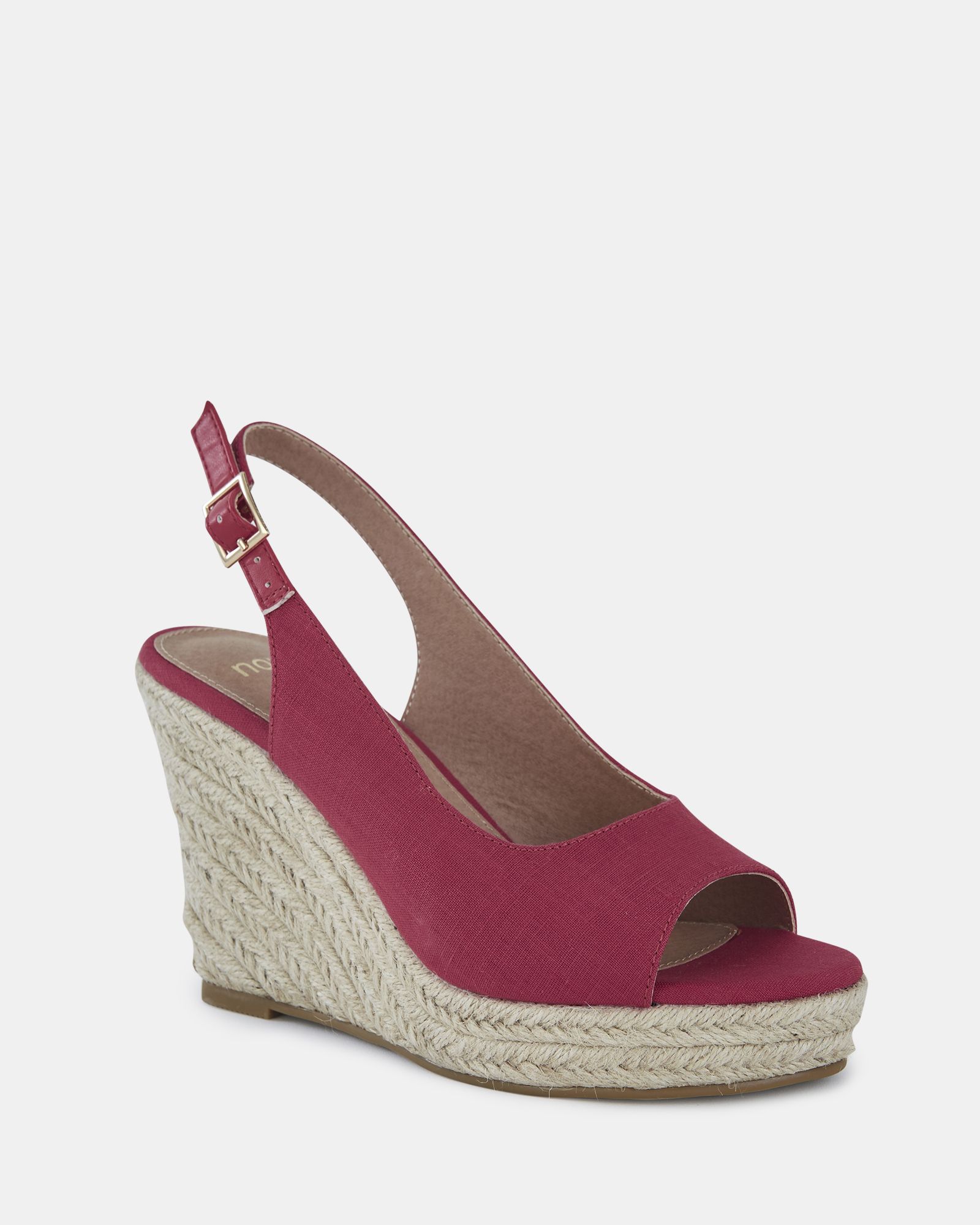 WIDE FIT OCEAN Red Slingback Espadrille Wedge