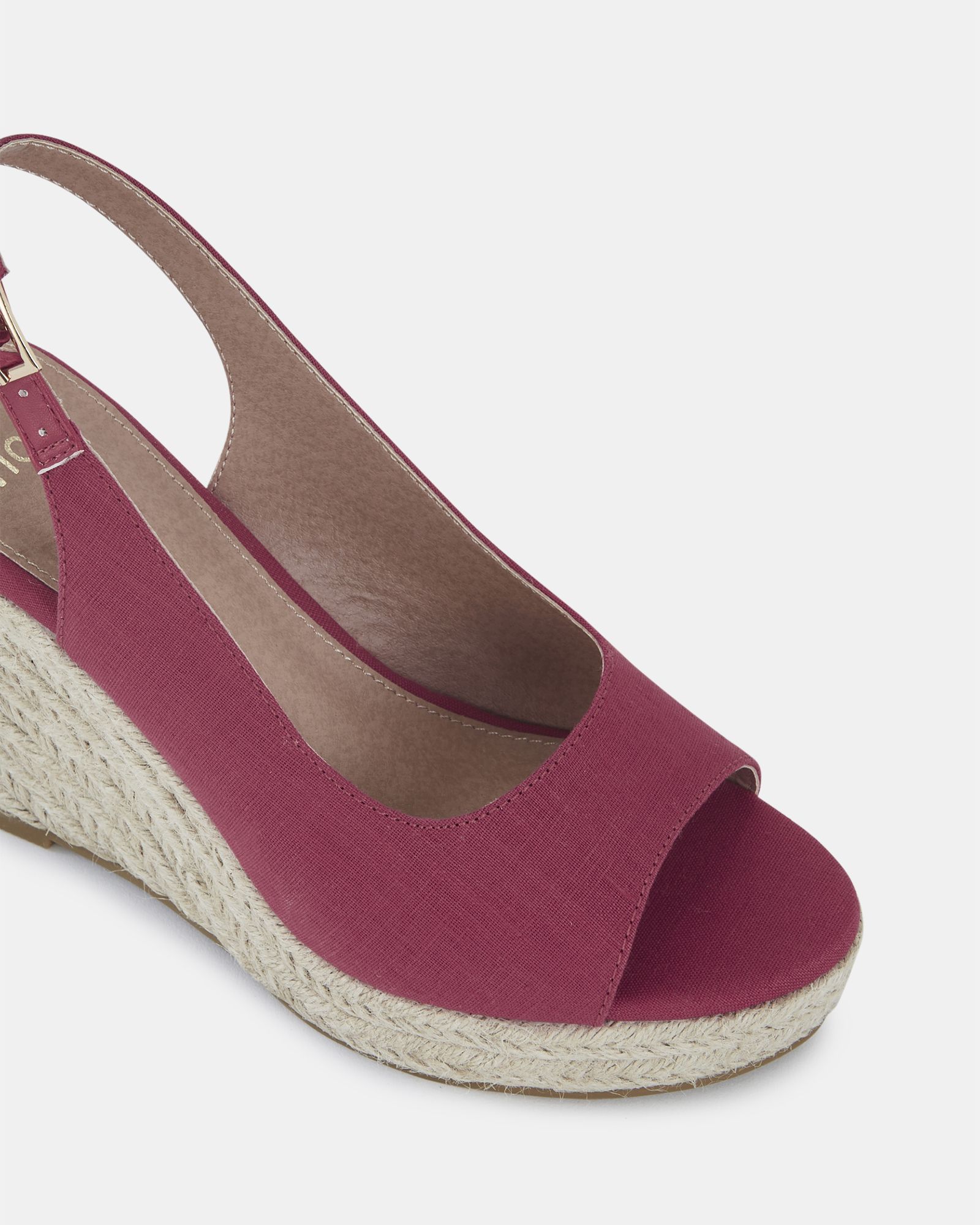 WIDE FIT OCEAN Red Slingback Espadrille Wedge