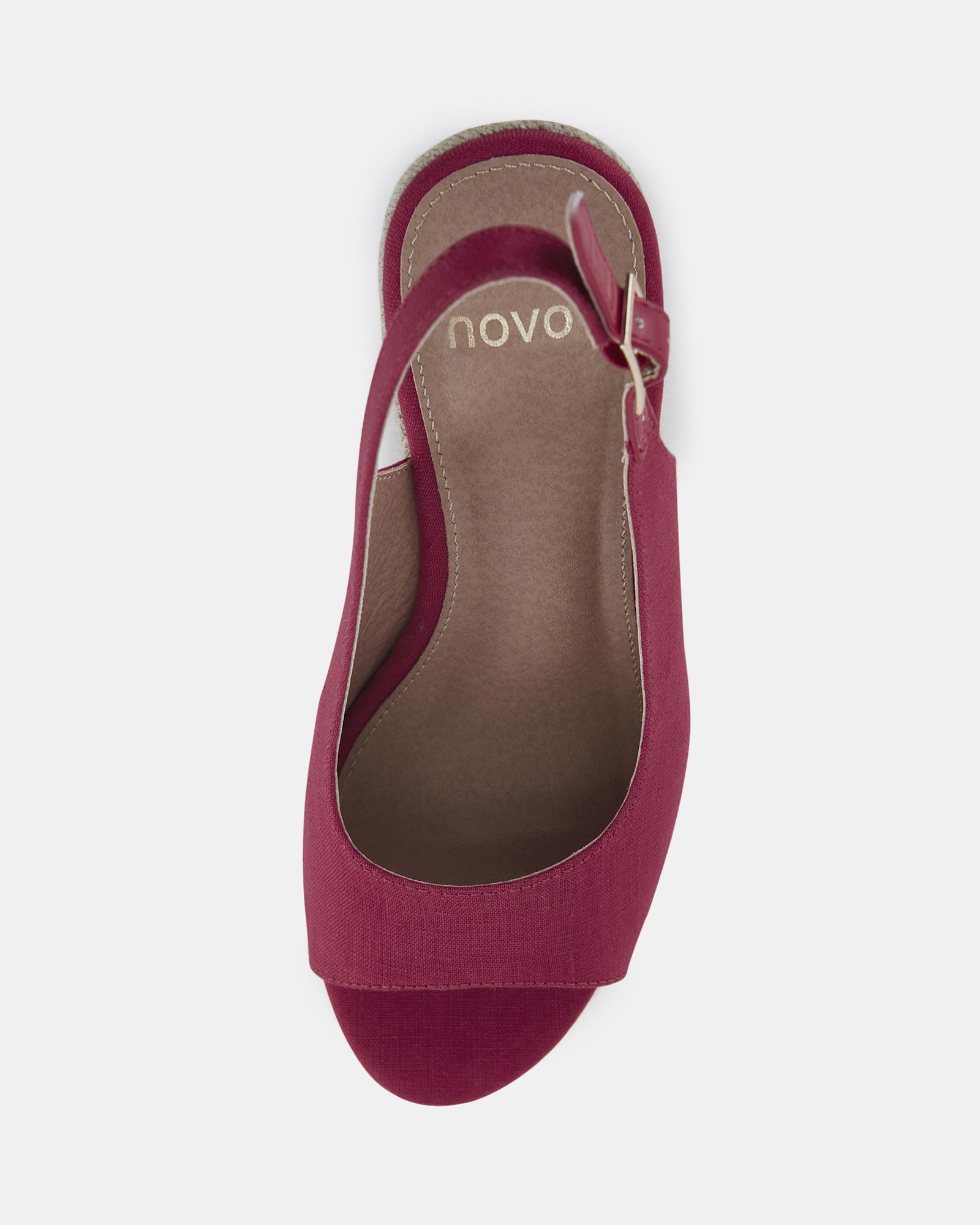 WIDE FIT OCEAN Red Slingback Espadrille Wedge