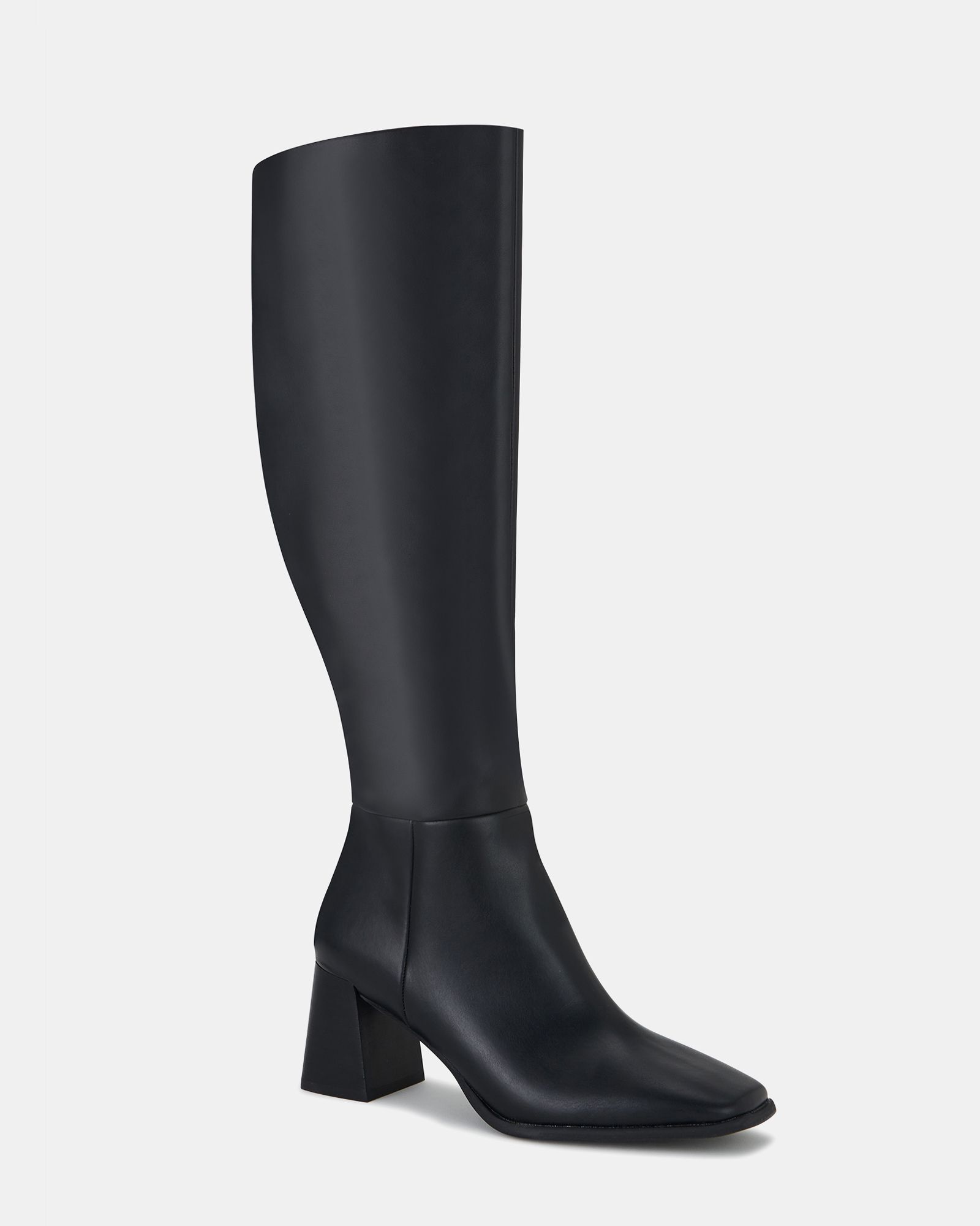 Wide Fit Orva Mid Block Heel Knee High Square Toe Boots