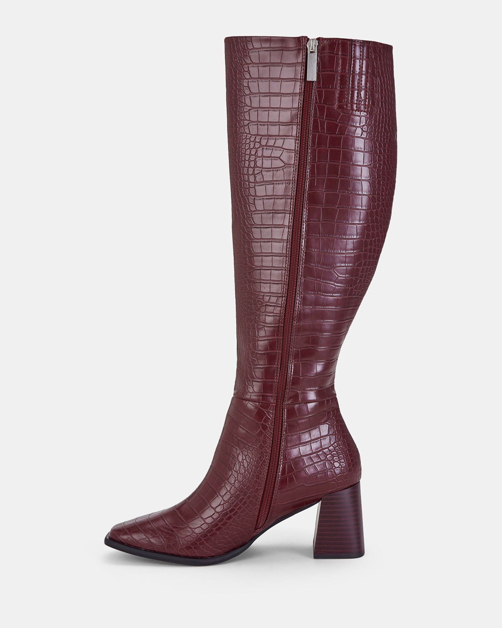 Orva Mid Block Heel Knee High Square Toe Boots