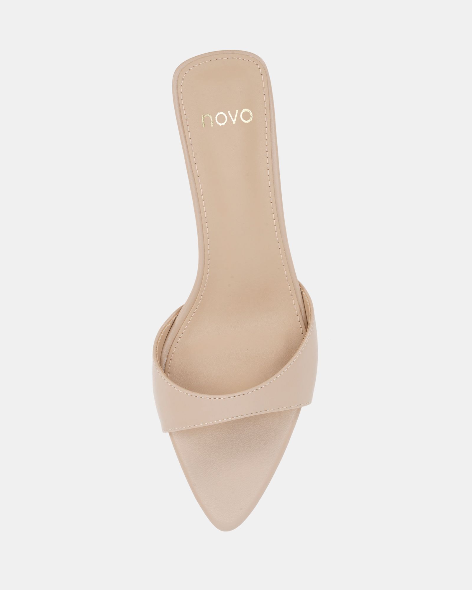 Rachel Nude Mid Heel Pointed Toe Mule Sandal