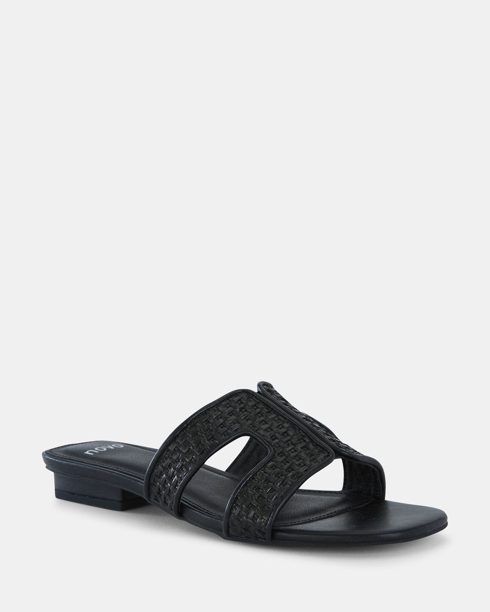 RASPBERRY Black Woven Cut Out Sandal