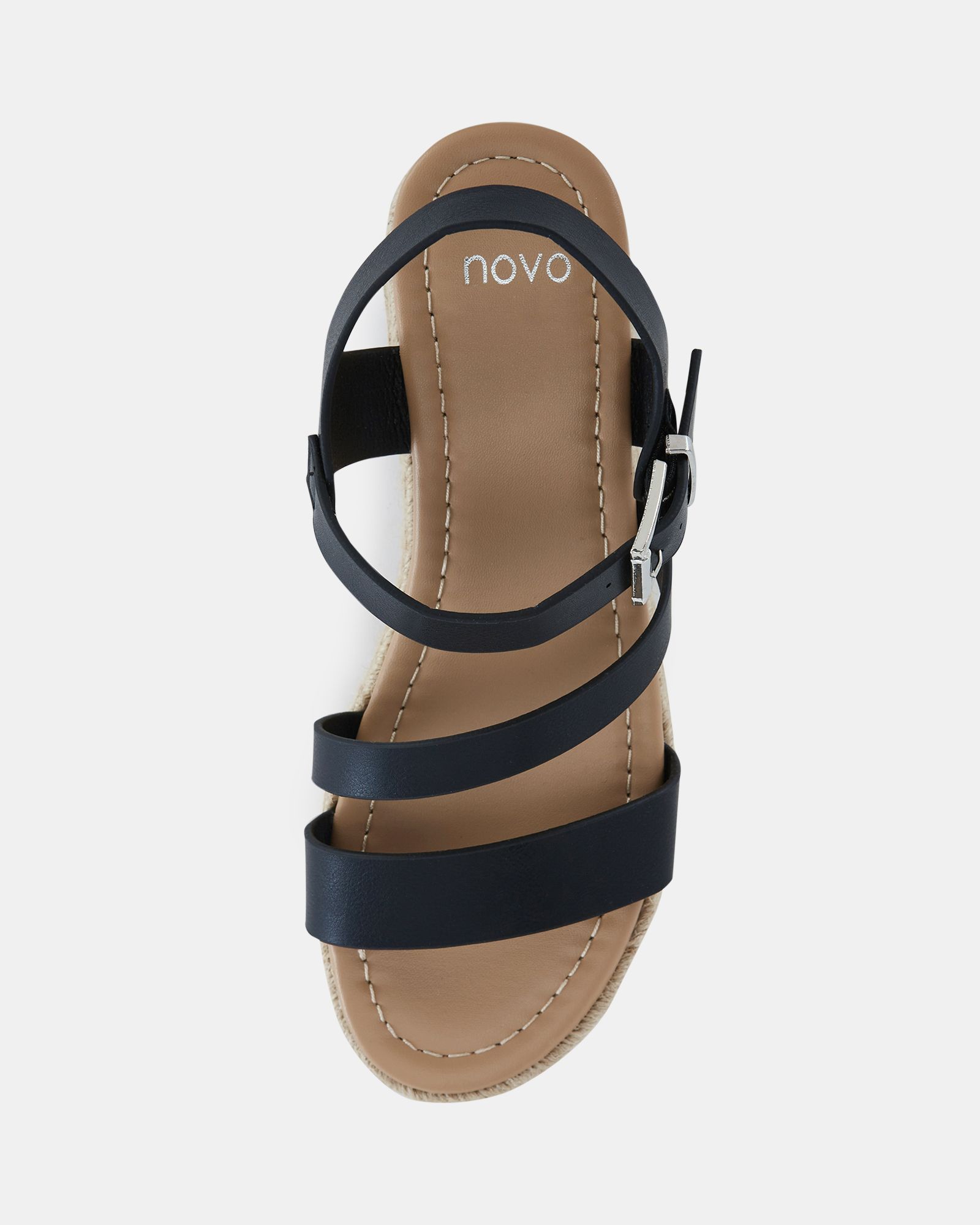 WIDE FIT SIMBA Black Espadrille Strappy Sandal