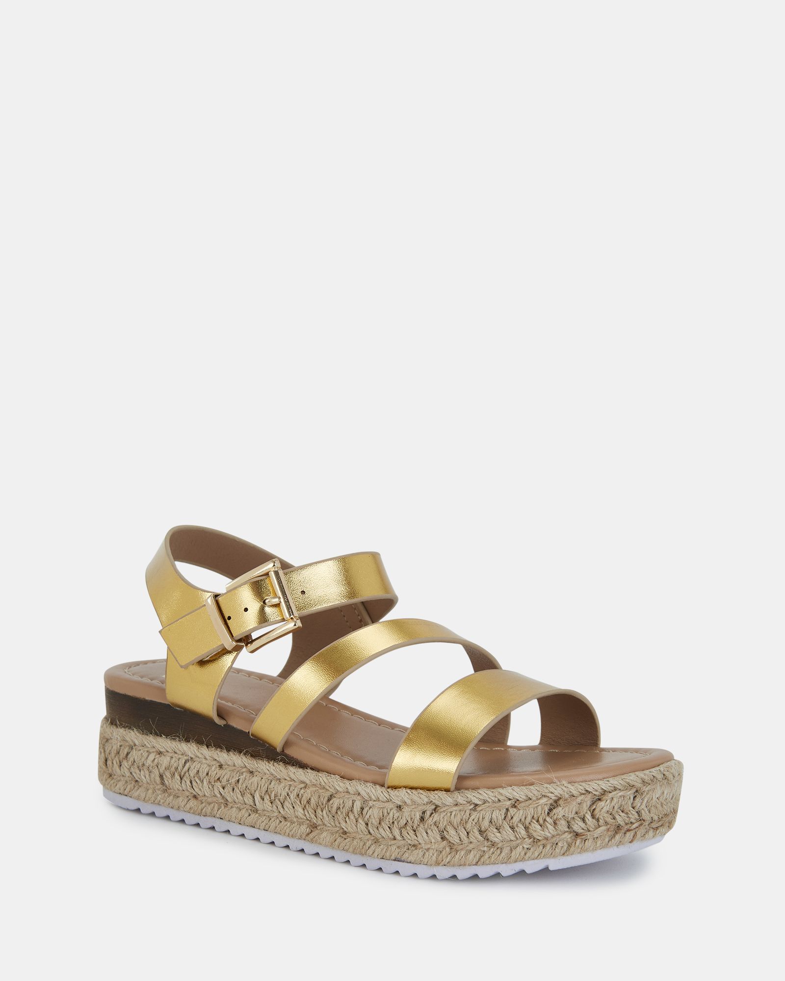 WIDE FIT SIMBA Gold Espadrille Strappy Sandal
