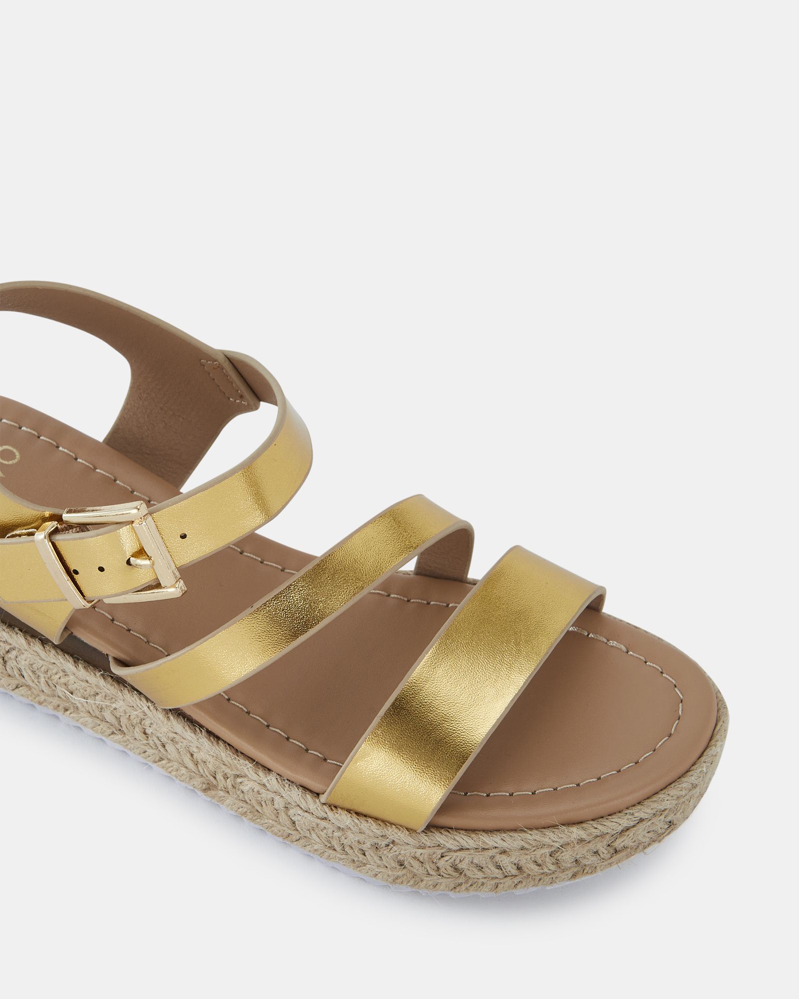 WIDE FIT SIMBA Gold Espadrille Strappy Sandal