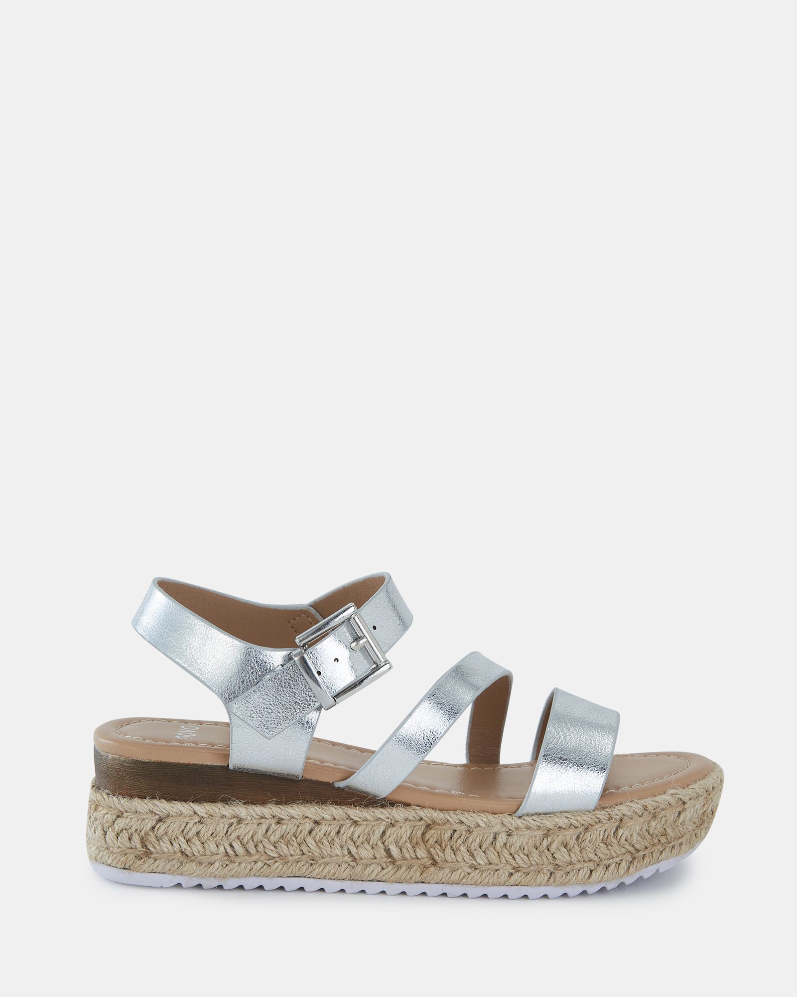 WIDE FIT SIMBA Silver Espadrille Strappy Sandal