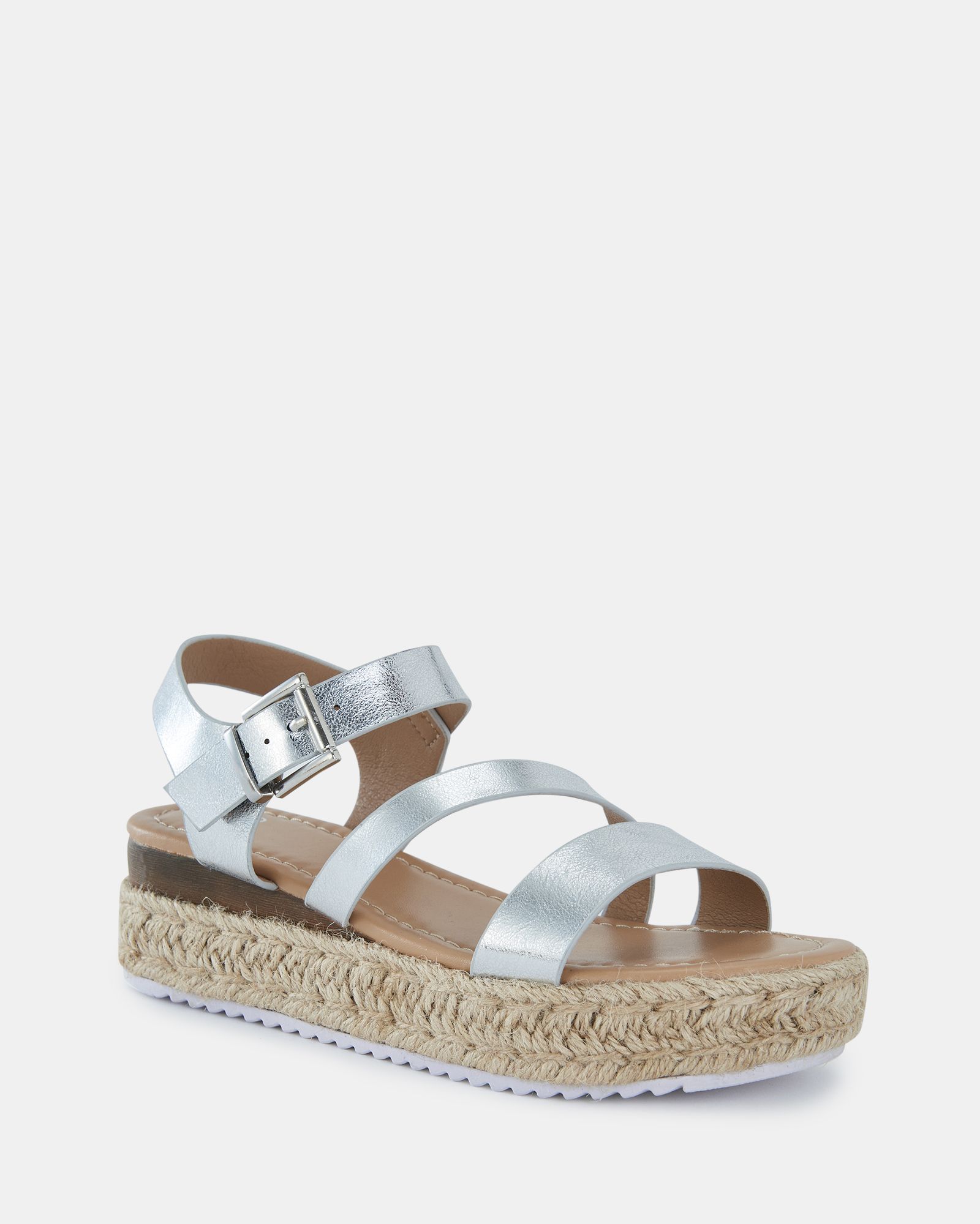 SIMBA Silver Espadrille Strappy Sandal