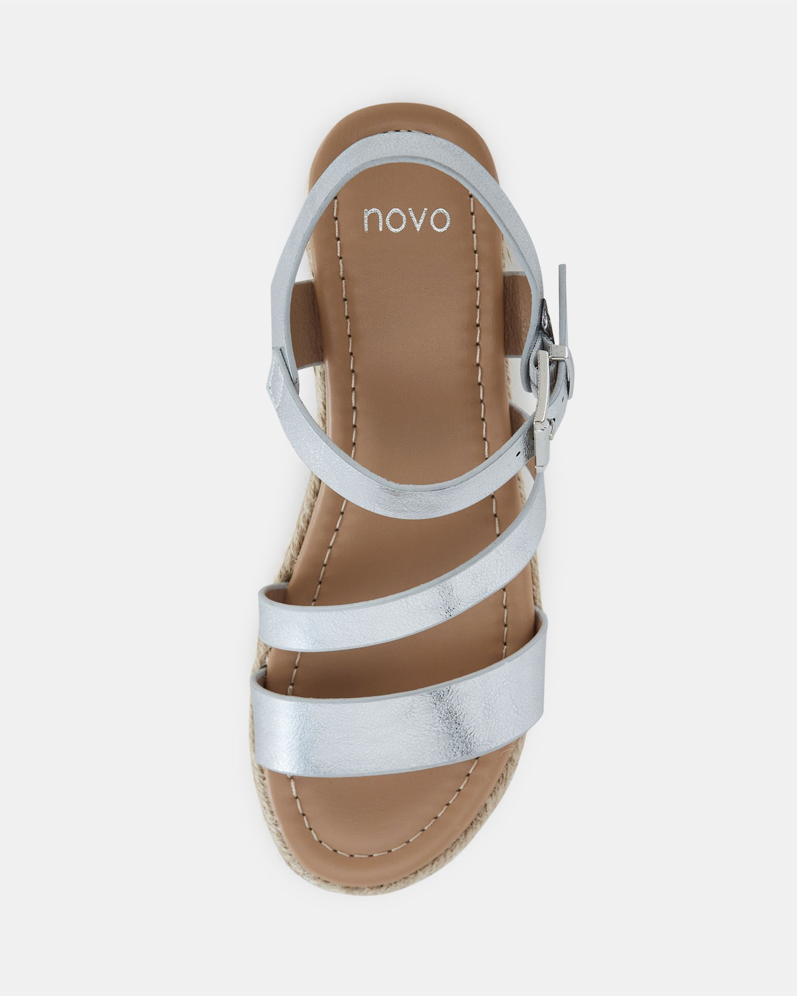 WIDE FIT SIMBA Silver Espadrille Strappy Sandal