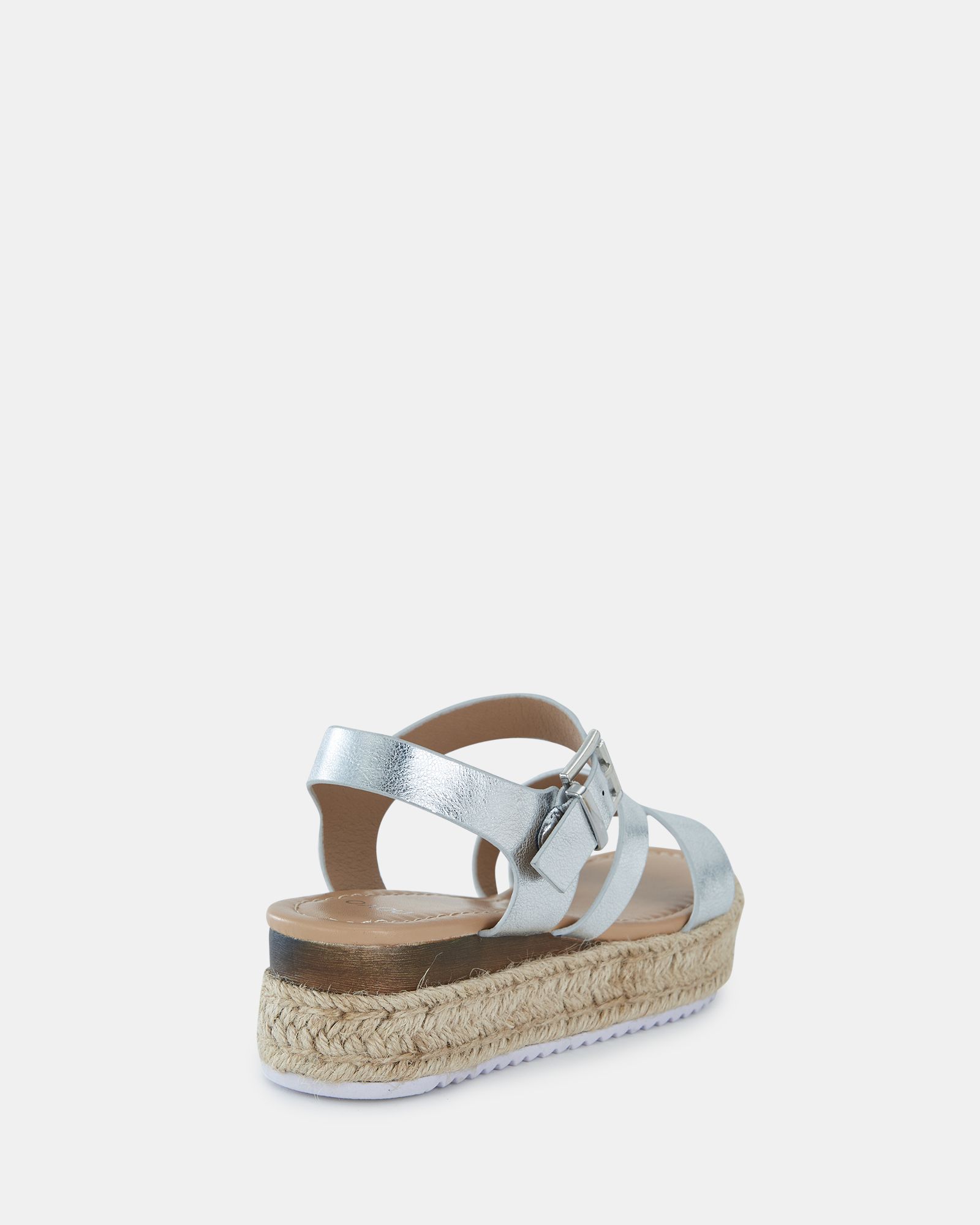 WIDE FIT SIMBA Silver Espadrille Strappy Sandal