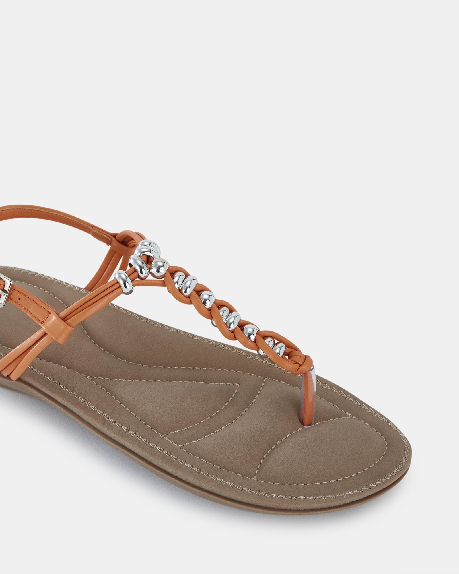 TARA Orange Toe Post Bead Sandal