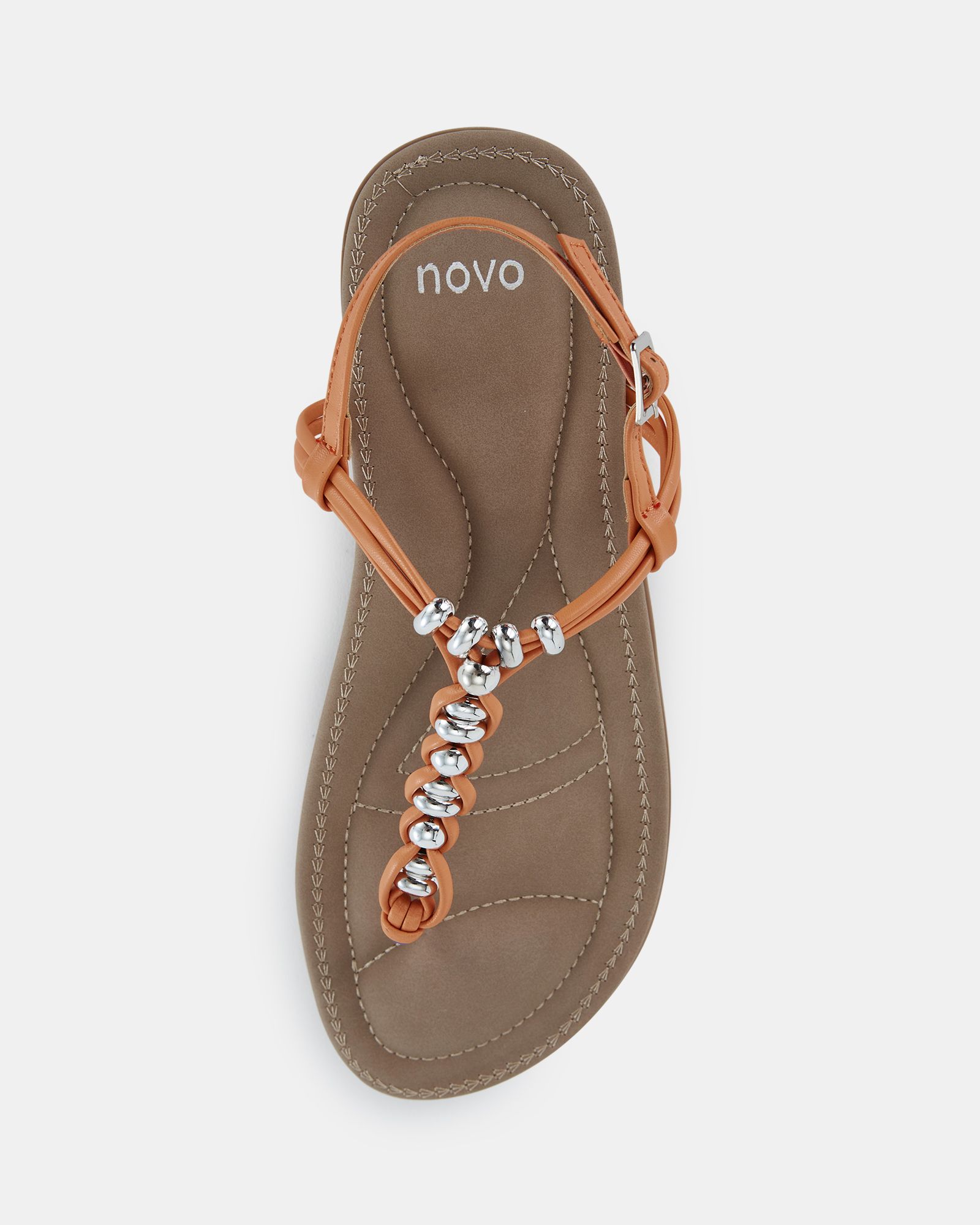 TARA Orange Toe Post Bead Sandal