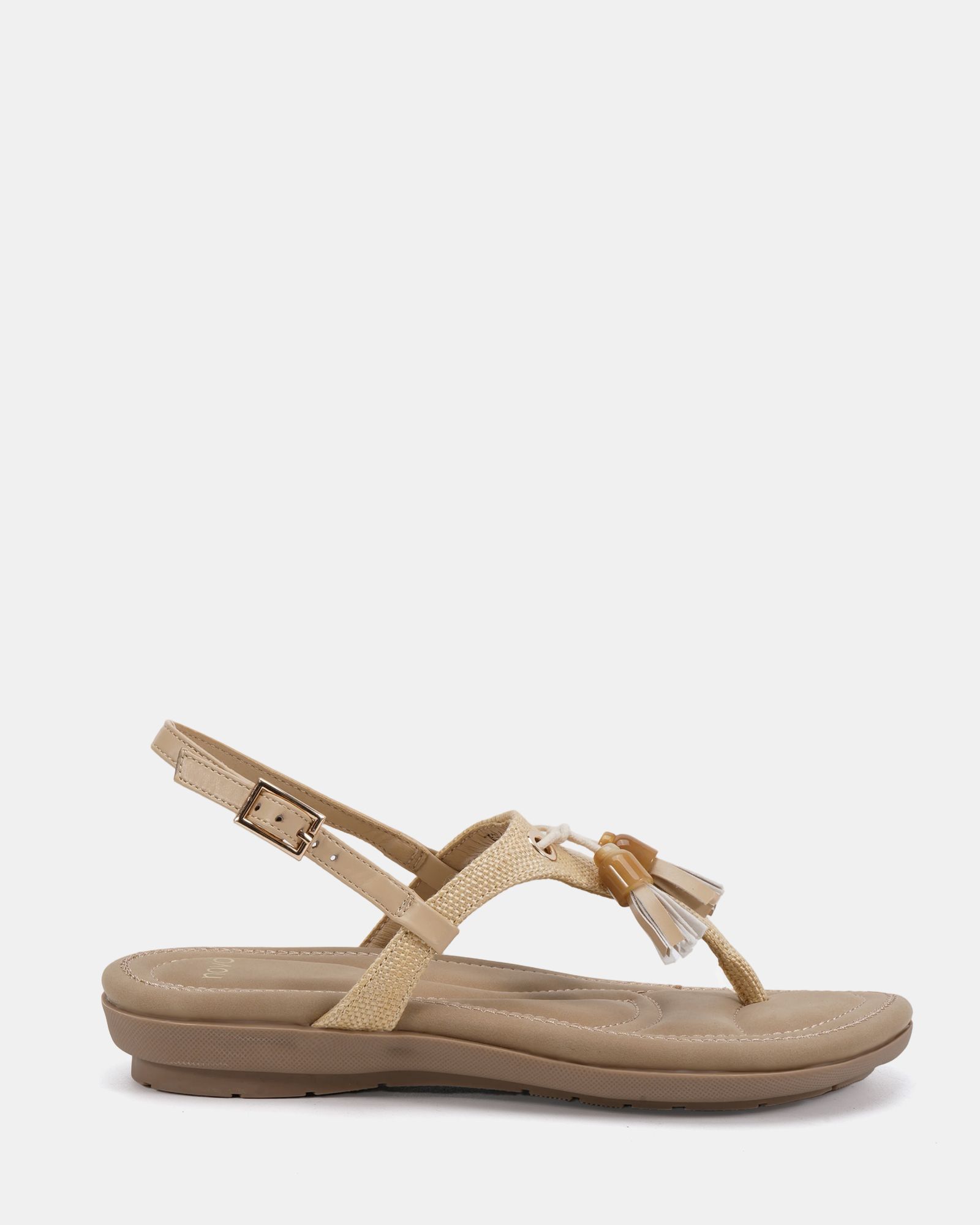 WIDE FIT TESSA Natural Toe Post Padded Footbed Sandal
