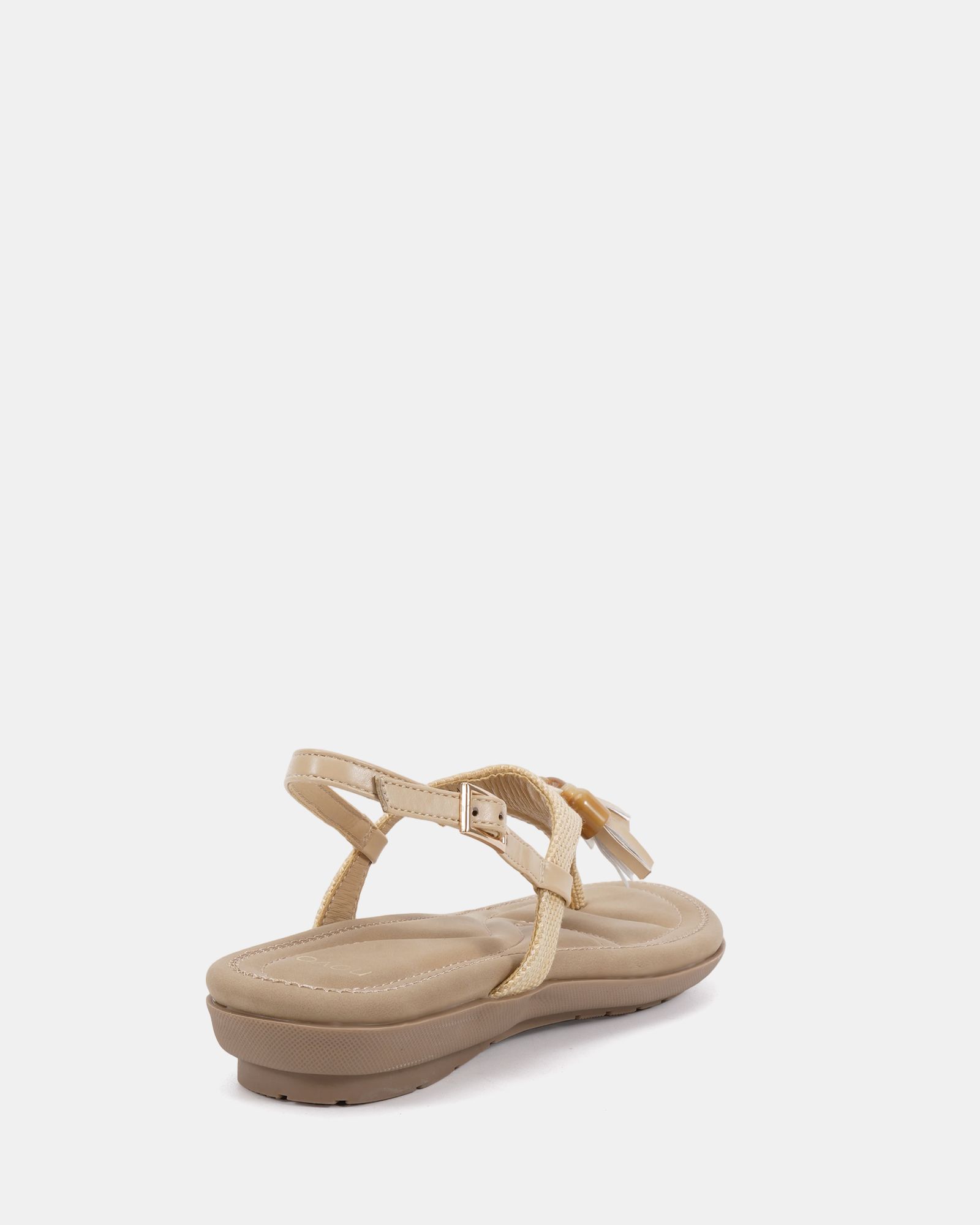 WIDE FIT TESSA Natural Toe Post Padded Footbed Sandal