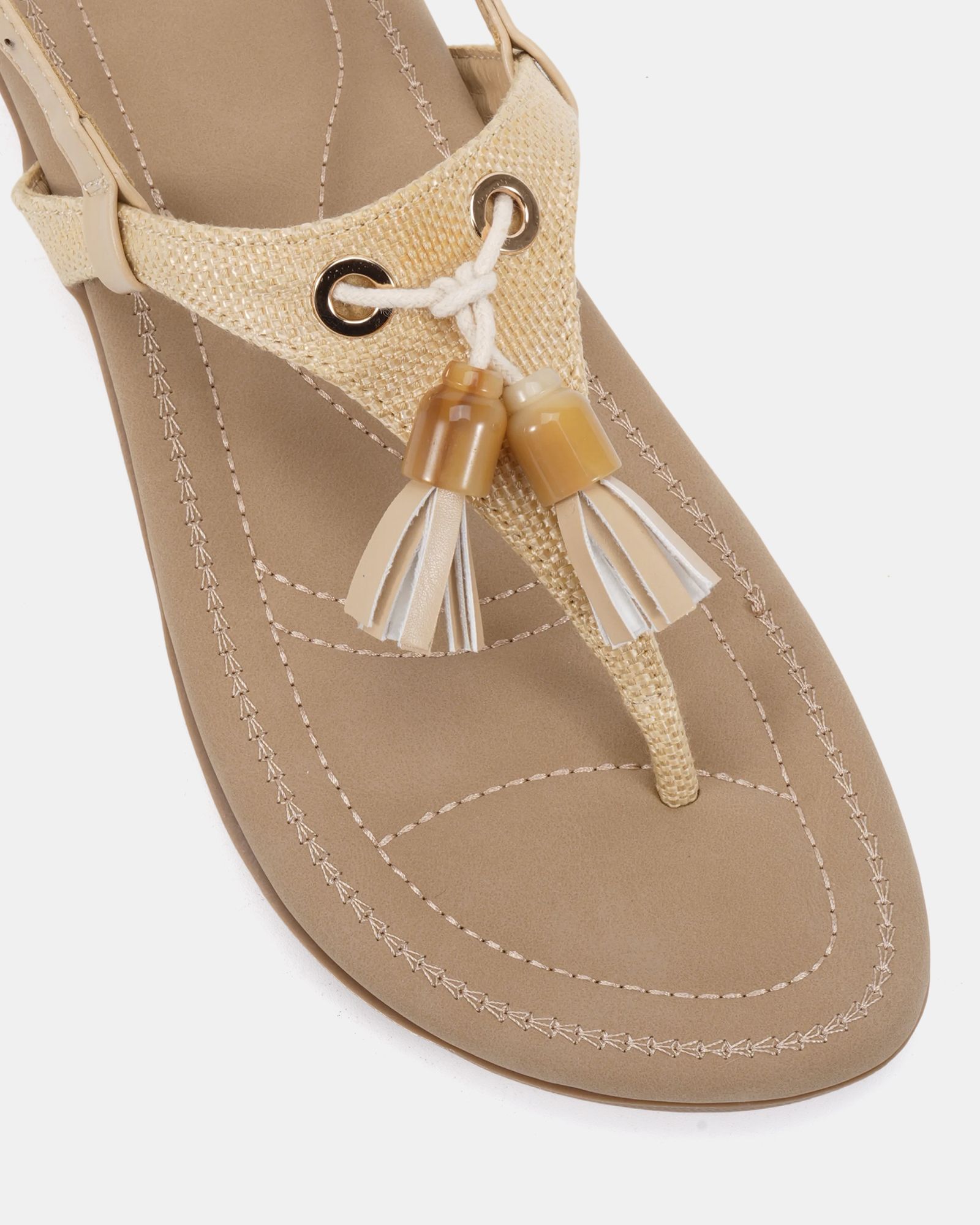 WIDE FIT TESSA Natural Toe Post Padded Footbed Sandal