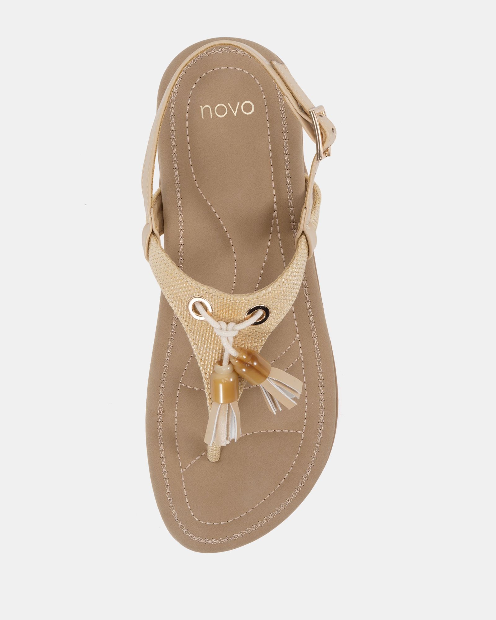 WIDE FIT TESSA Natural Toe Post Padded Footbed Sandal