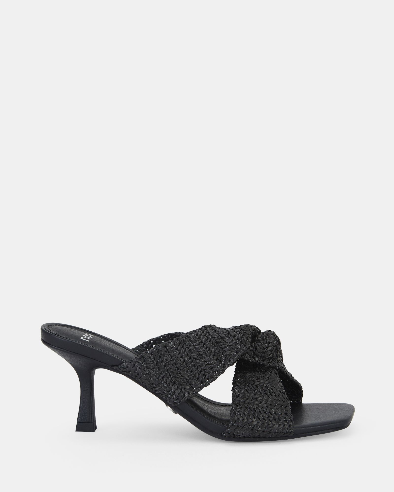 URBINOS Black Woven Low Heel Mule