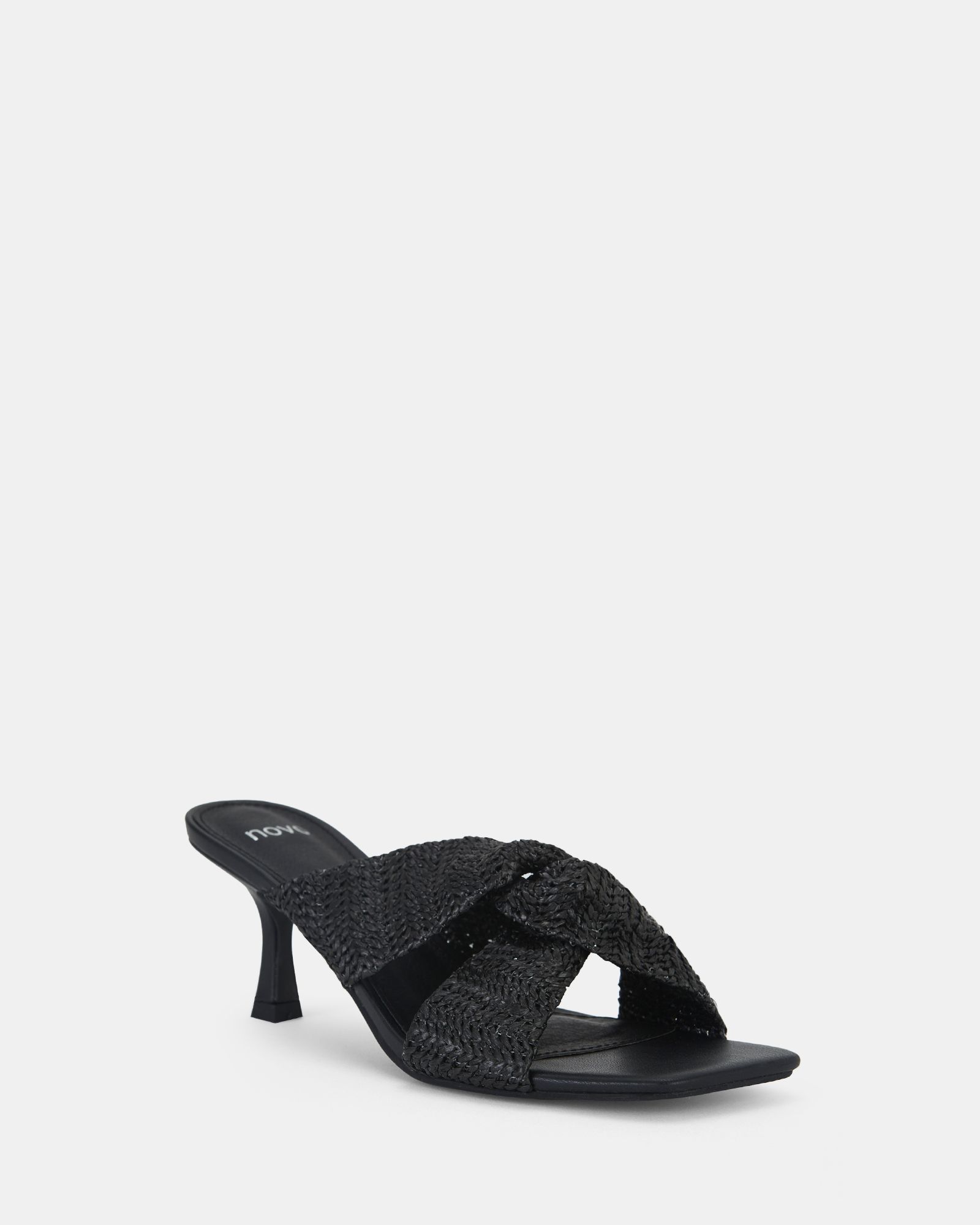 URBINOS Black Woven Low Heel Mule