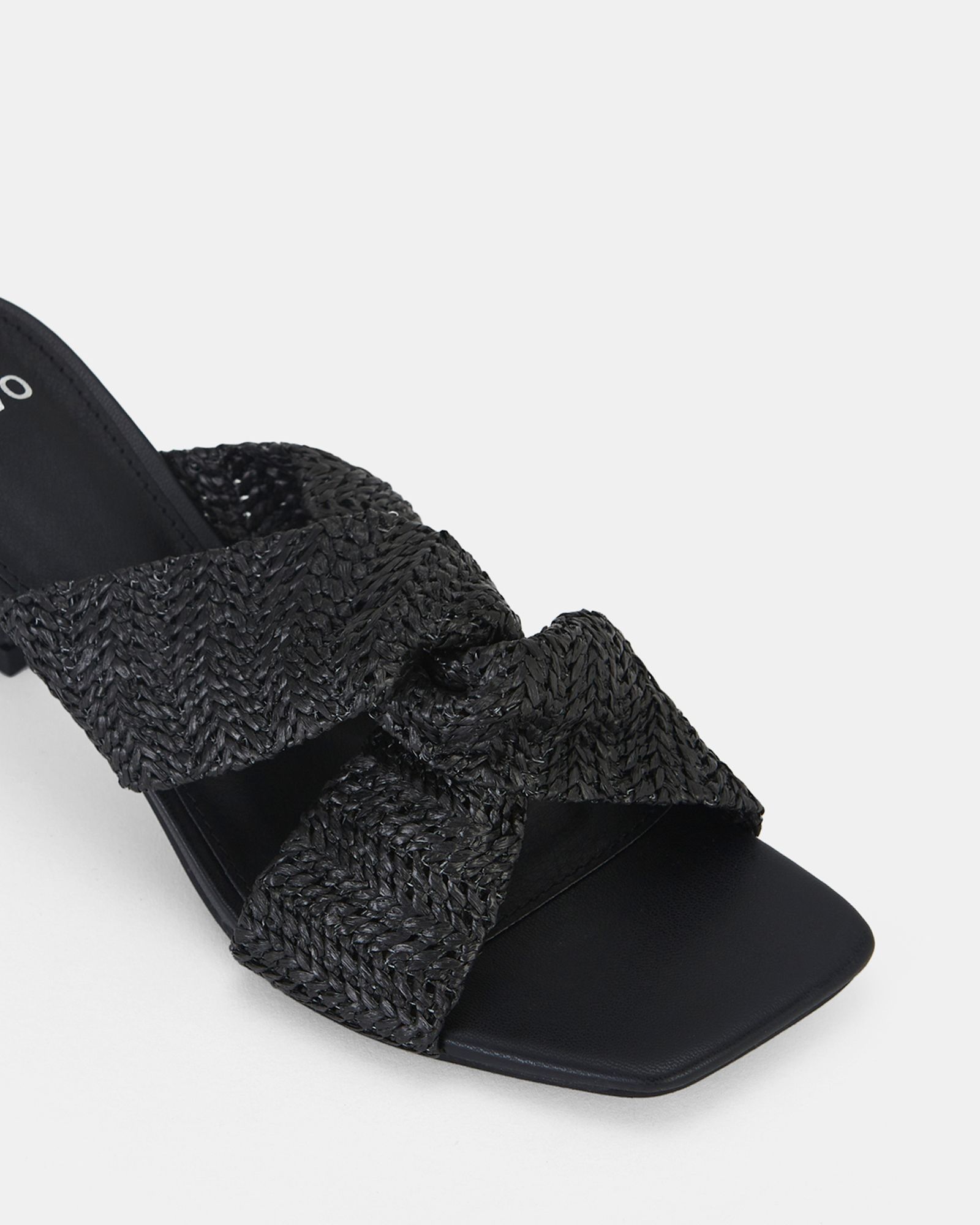 URBINOS Black Woven Low Heel Mule