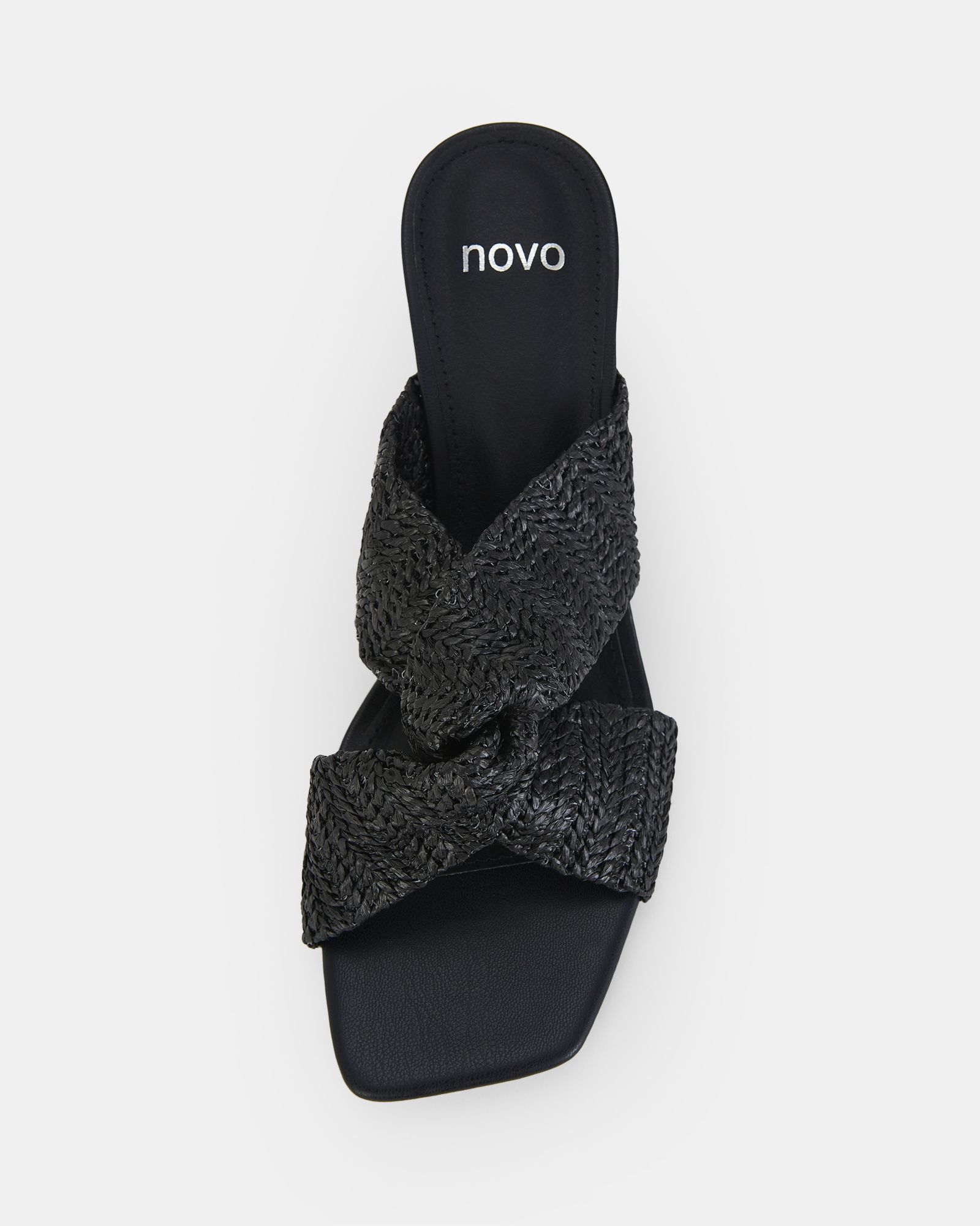 URBINOS Black Woven Low Heel Mule