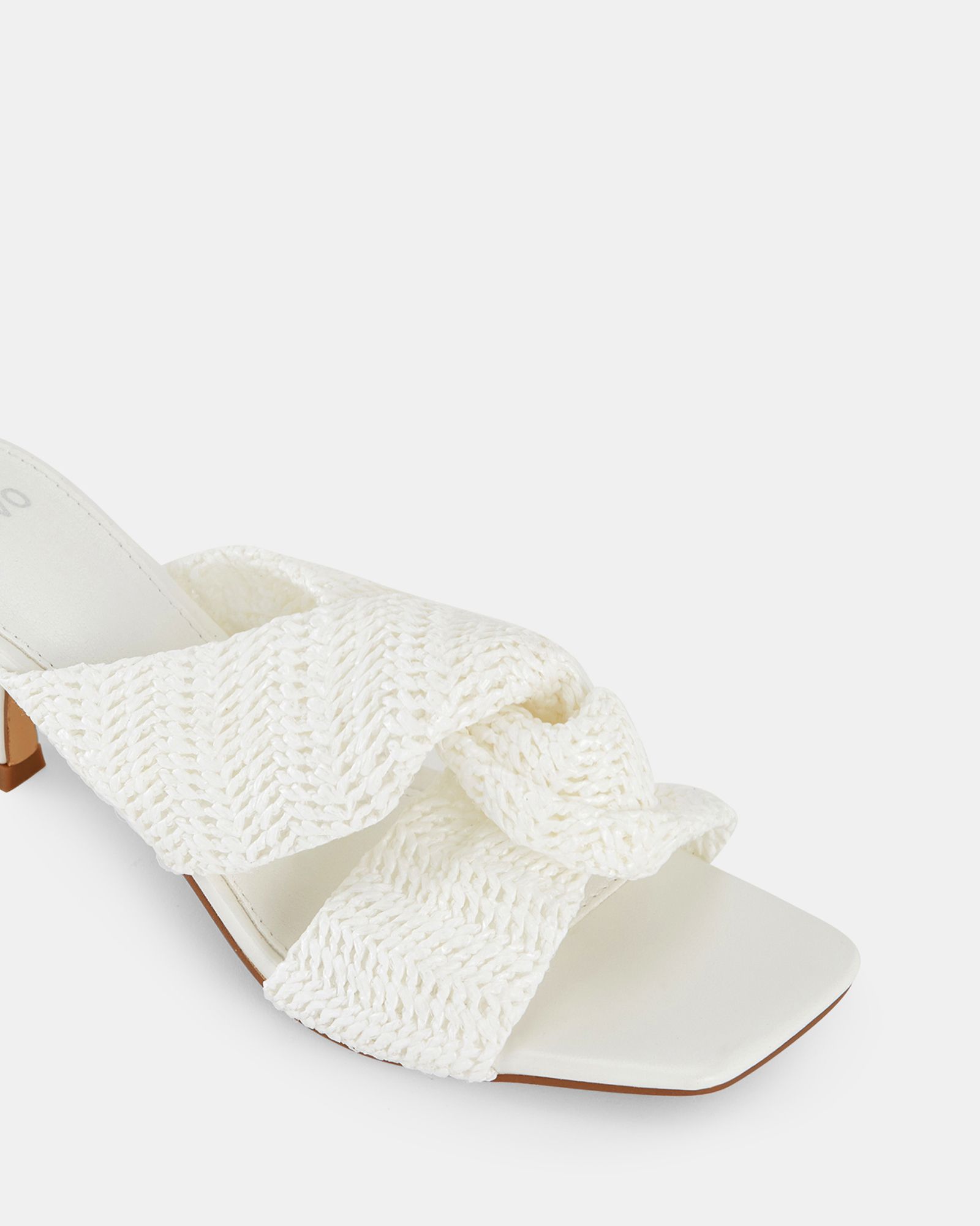 URBINOS White Woven Low Heel Mule