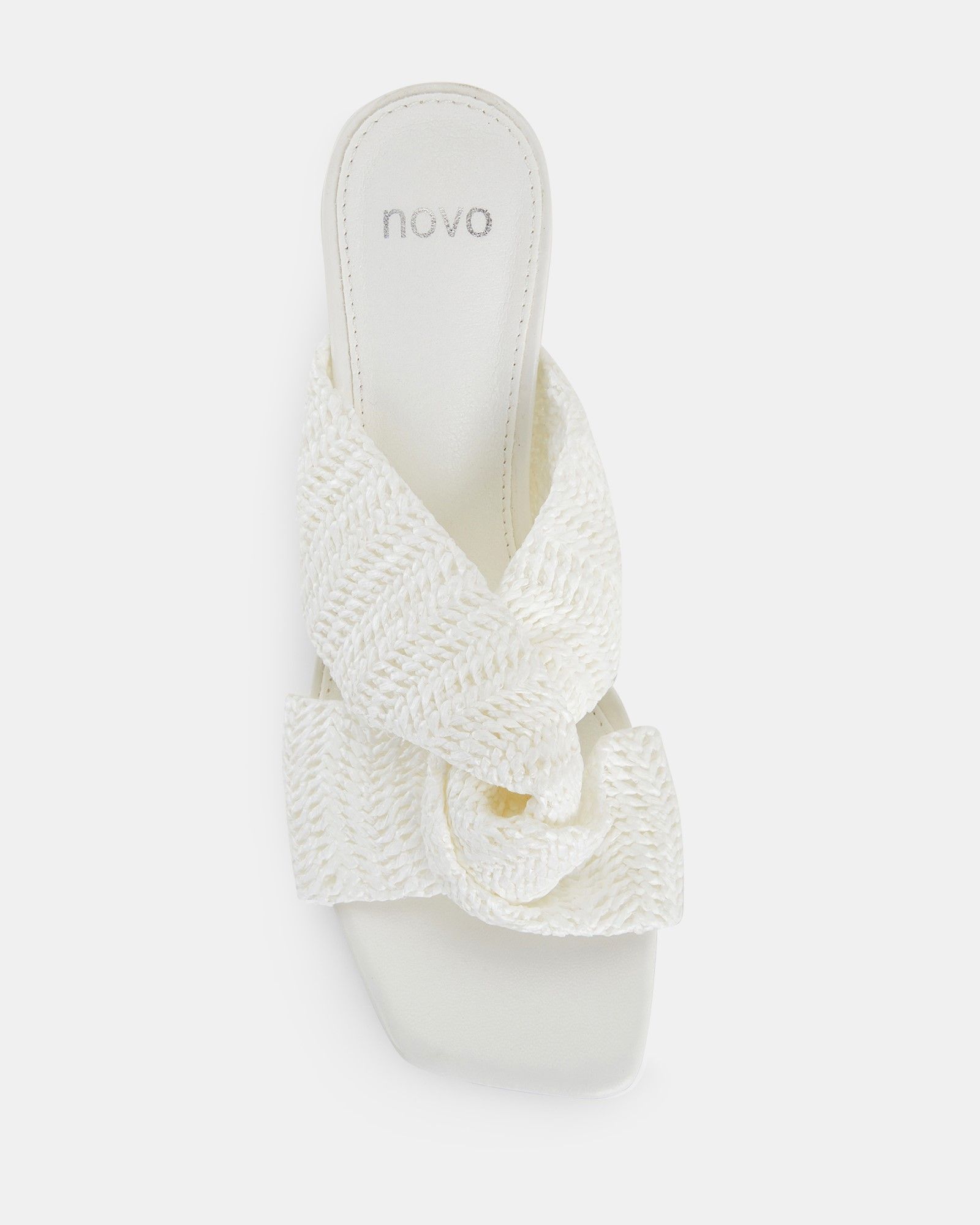 URBINOS White Woven Low Heel Mule
