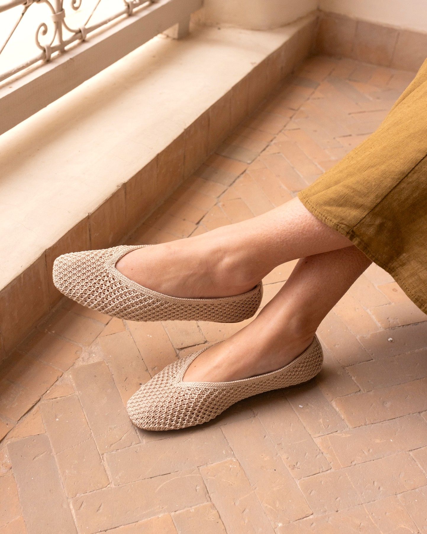 Wide Fit Fame Natural Woven Flat Ballerina Shoe