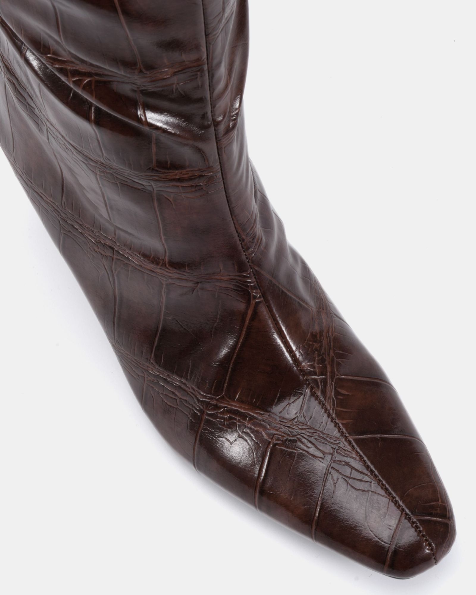 WIDE FIT GRACELYN Brown Curved Mid Heel Knee Boot