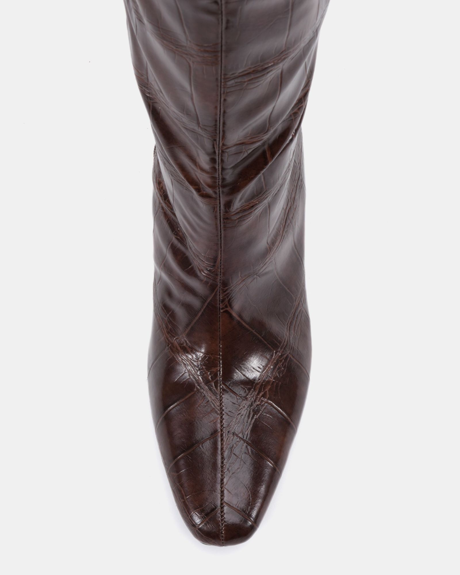 WIDE FIT GRACELYN Brown Curved Mid Heel Knee Boot