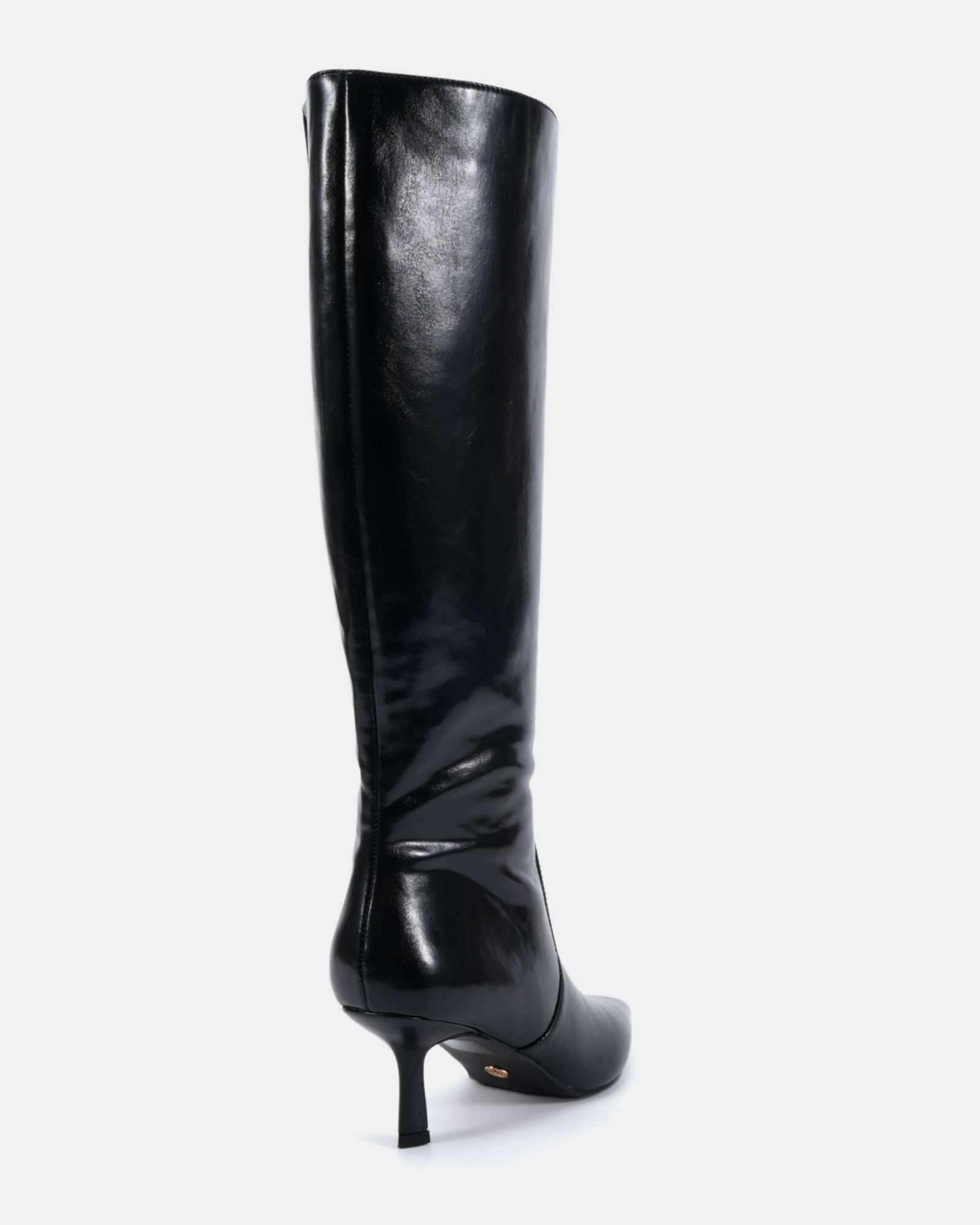 WIDE FIT GRATEFUL Black Mid Stiletto Heel Point Knee Boot