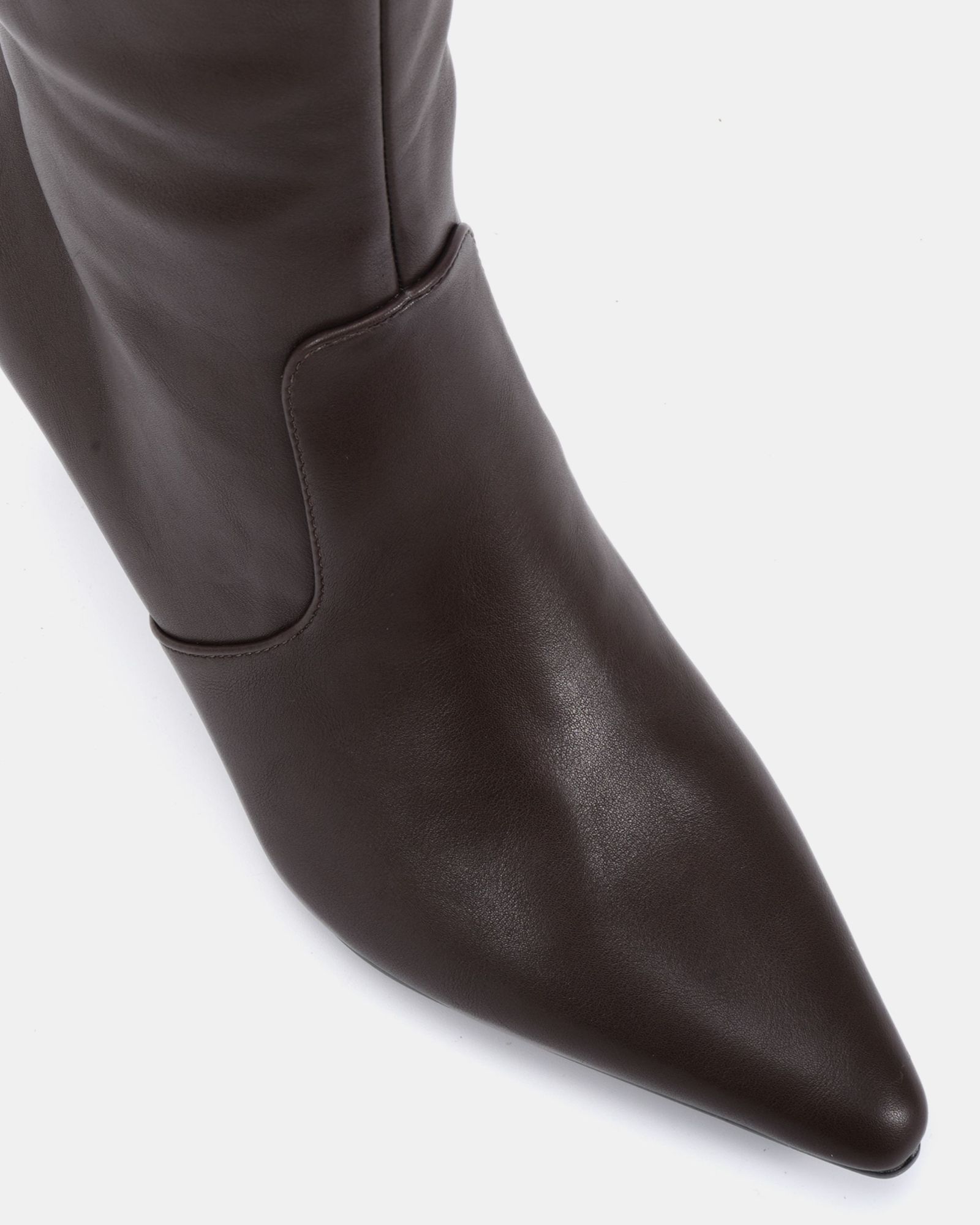 WIDE FIT GRATEFUL Brown Mid Stiletto Heel Point Knee Boot
