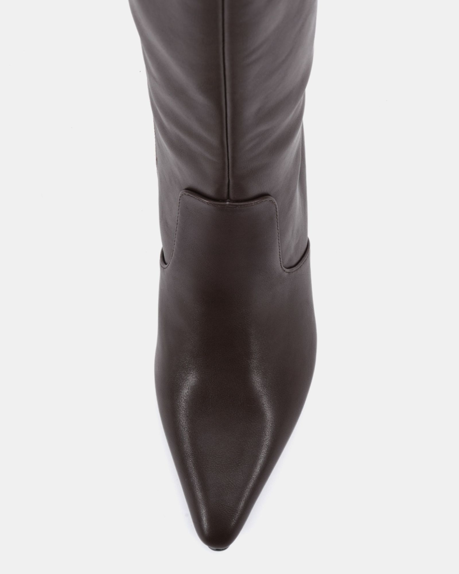 WIDE FIT GRATEFUL Brown Mid Stiletto Heel Point Knee Boot