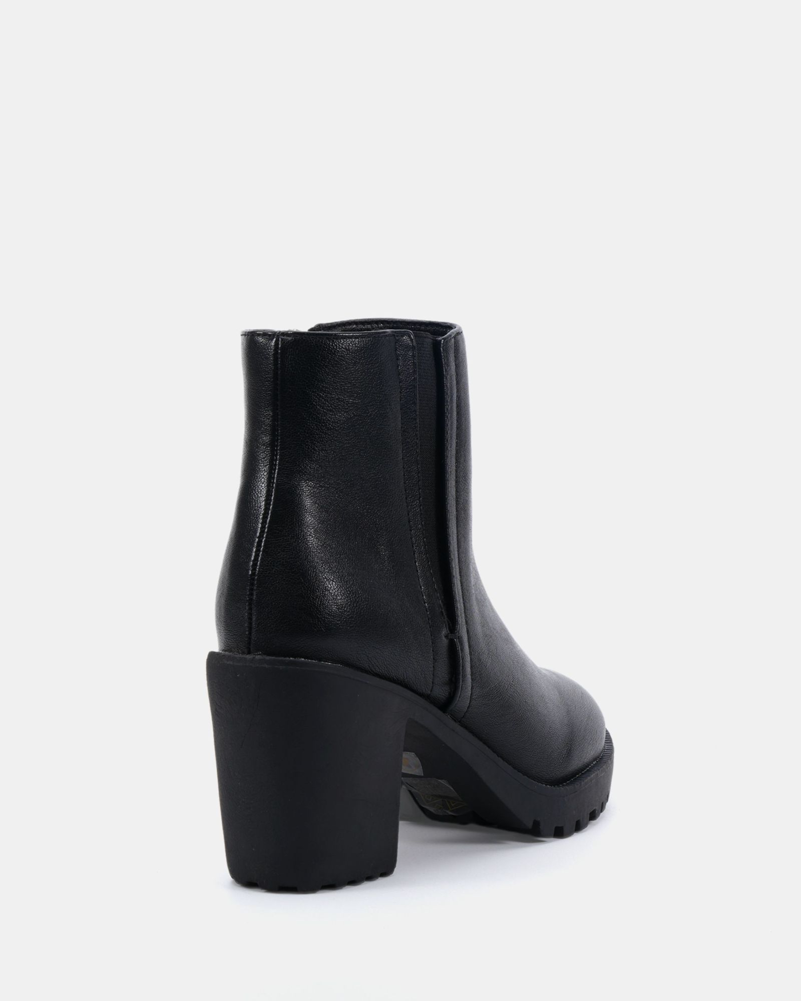 Wide Fit Jemma Black Chelsea Cleated Unit Ankle Boot