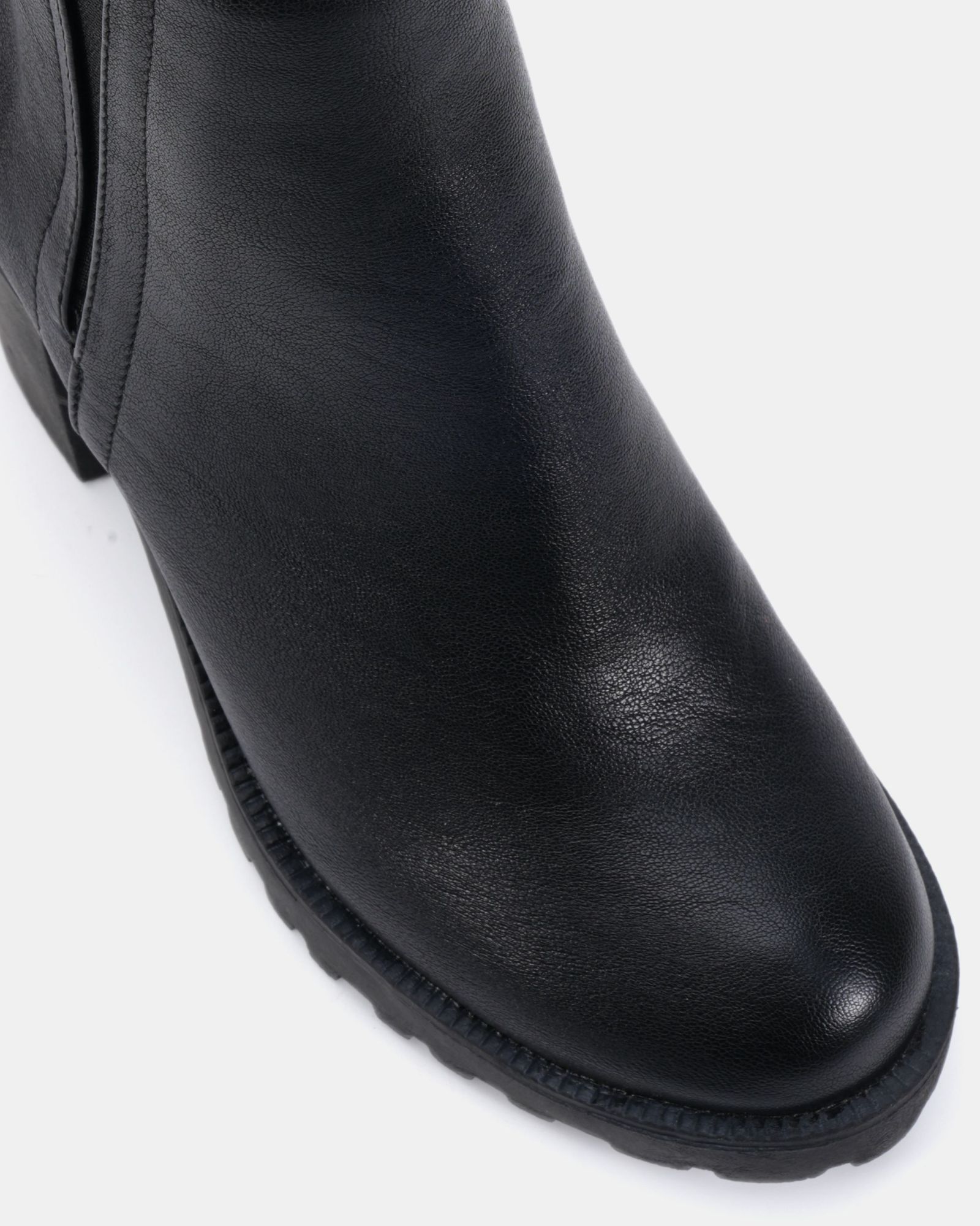 Wide Fit Jemma Black Chelsea Cleated Unit Ankle Boot