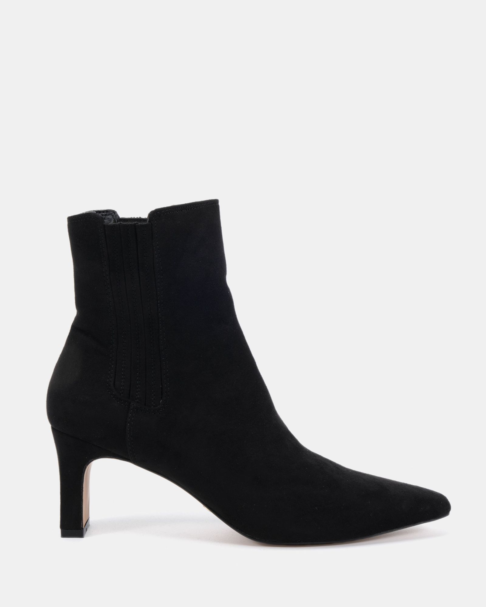 WIDE FIT KARA Black Low Slim Block Heel Square Point Chelsea