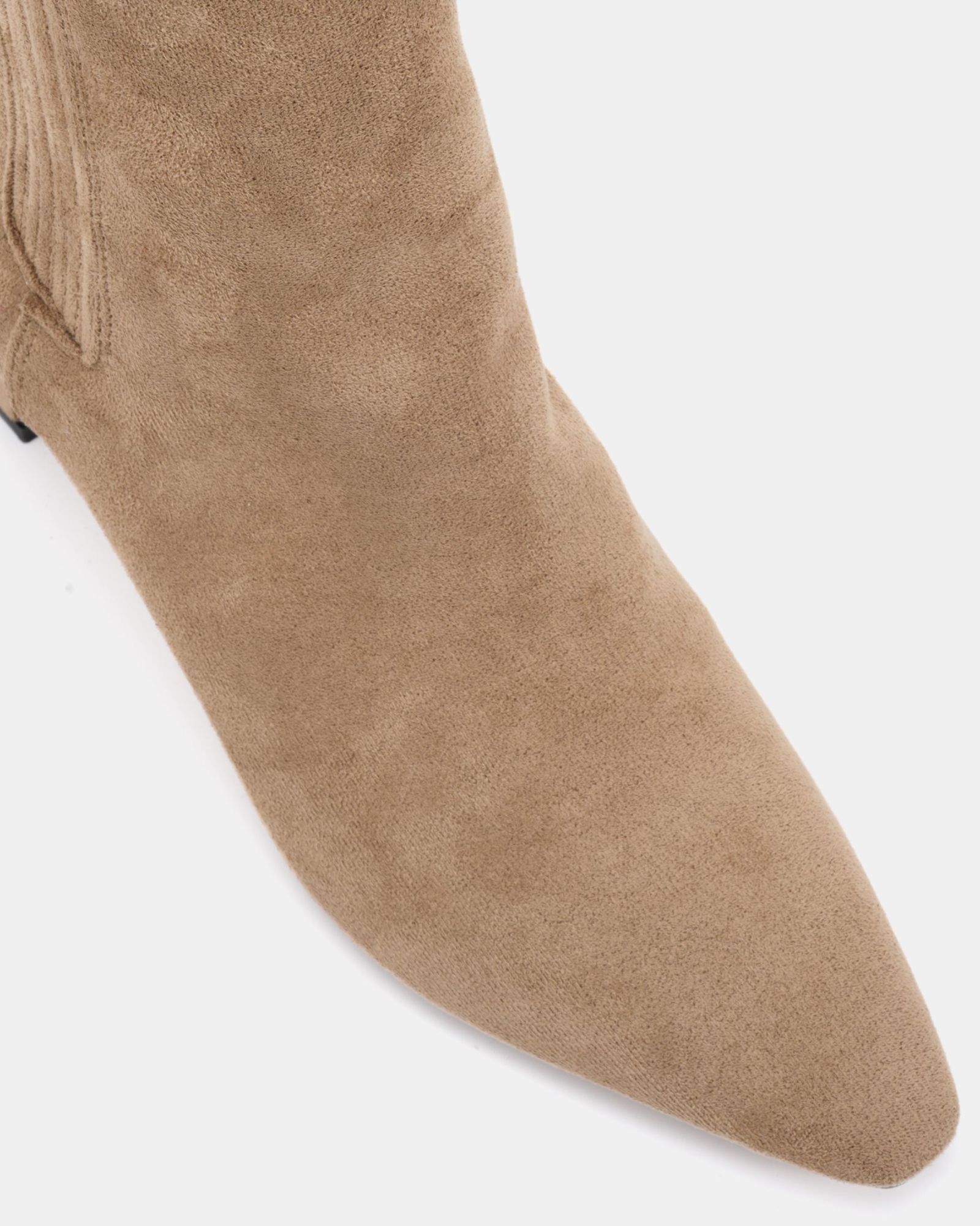 WIDE FIT KARA Taupe Low Slim Block Heel Square Point Chelsea