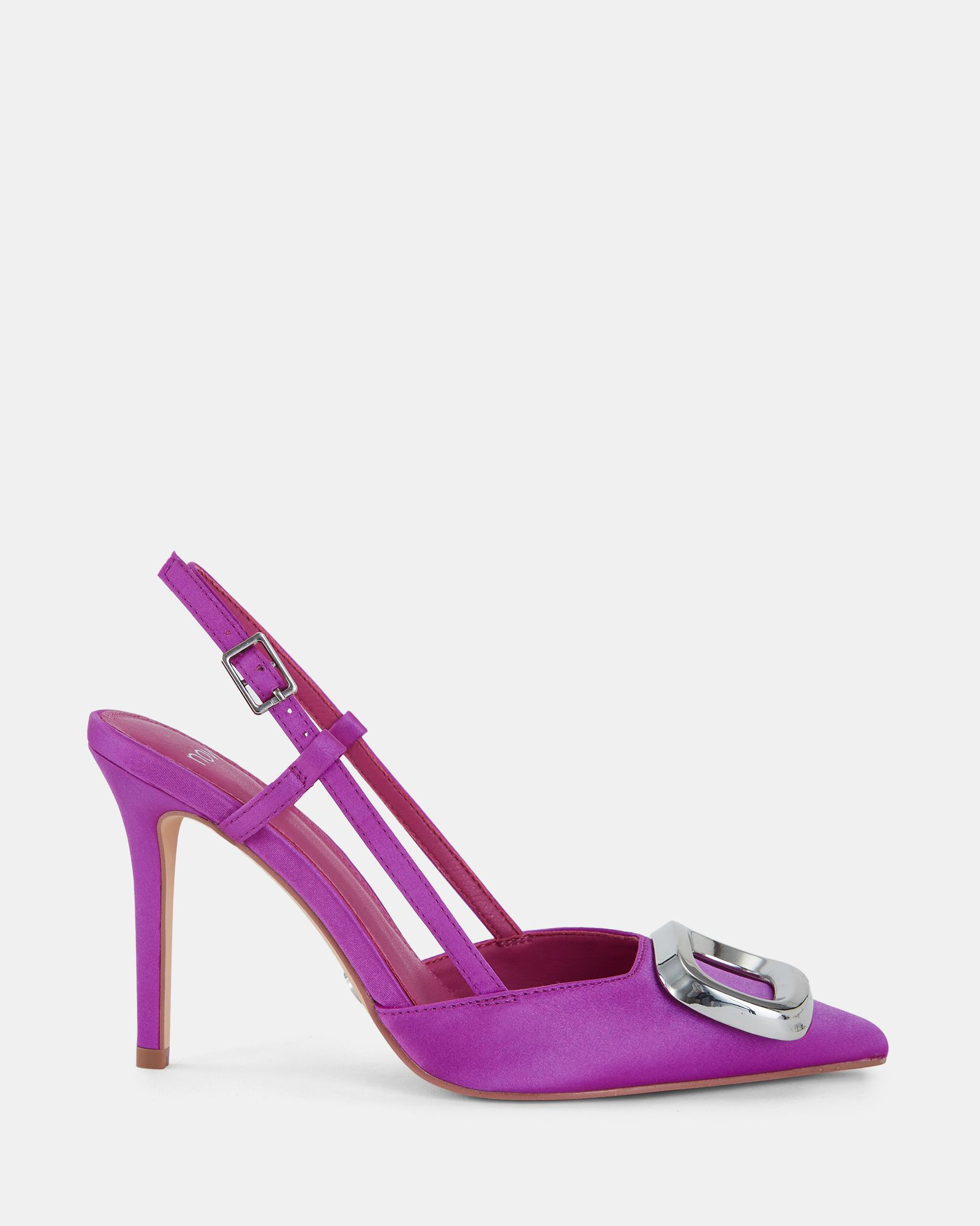 YAMINI Pink Satin Hardware Slingback Court Shoe