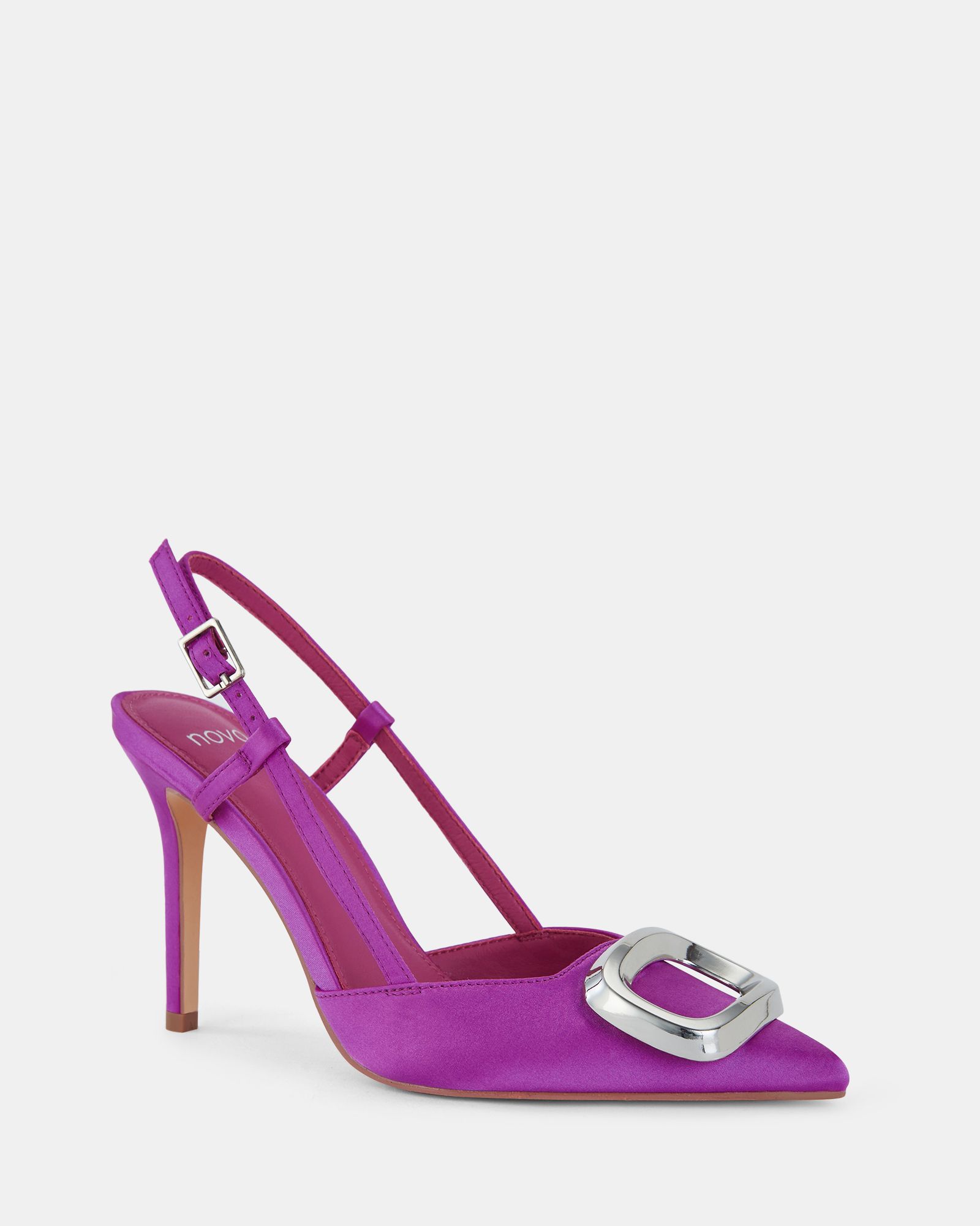 YAMINI Pink Satin Hardware Slingback Court Shoe