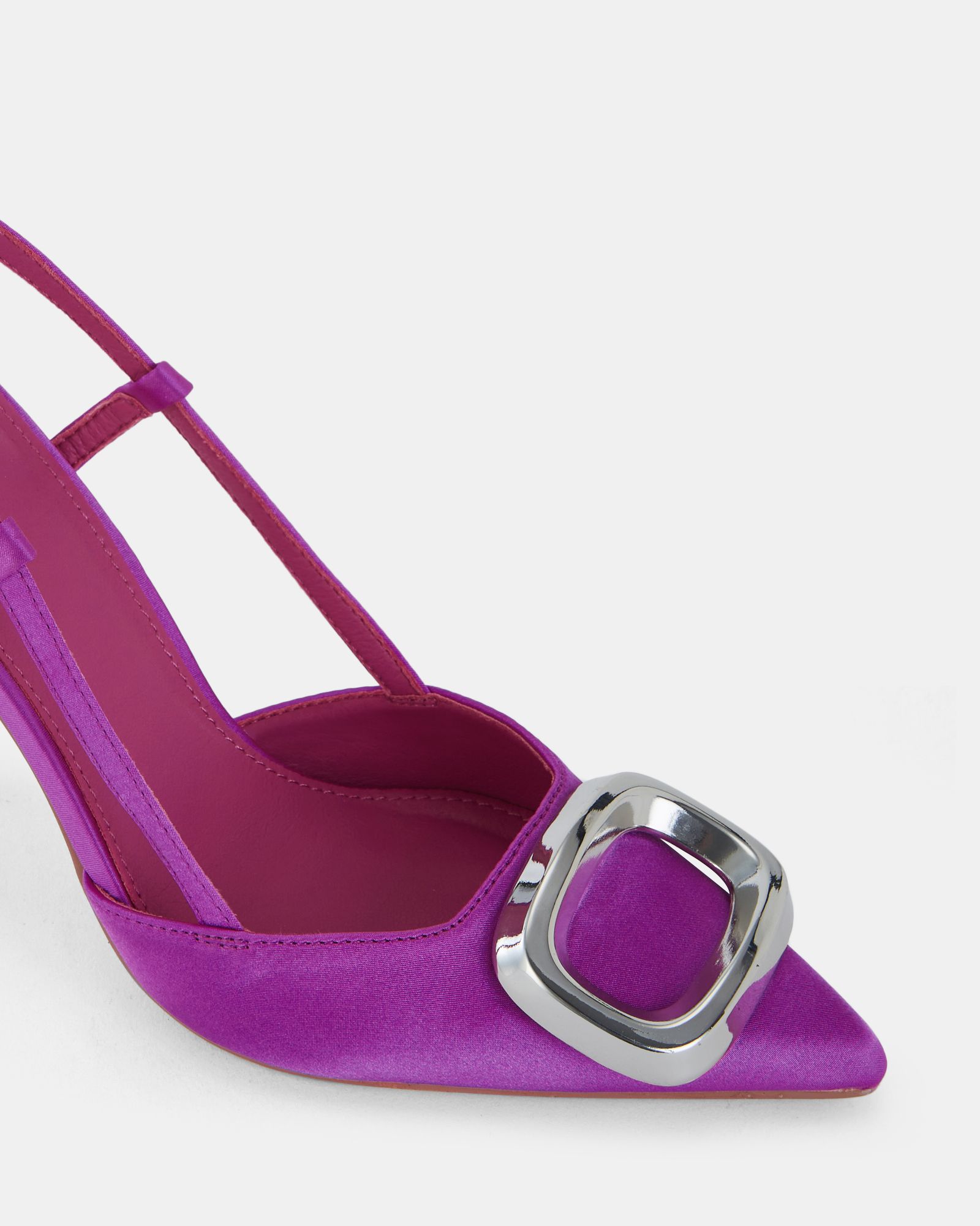 YAMINI Pink Satin Hardware Slingback Court Shoe