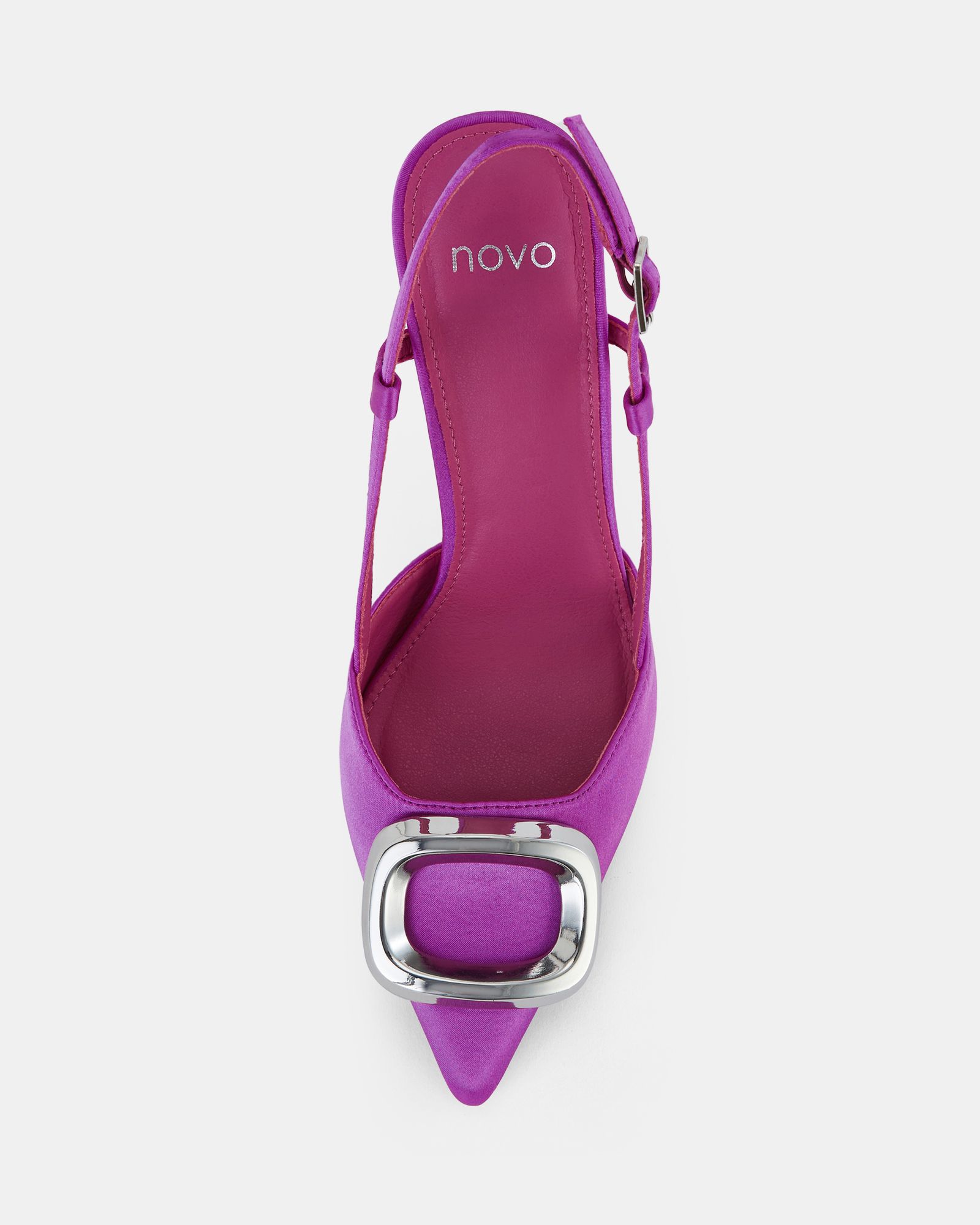 YAMINI Pink Satin Hardware Slingback Court Shoe