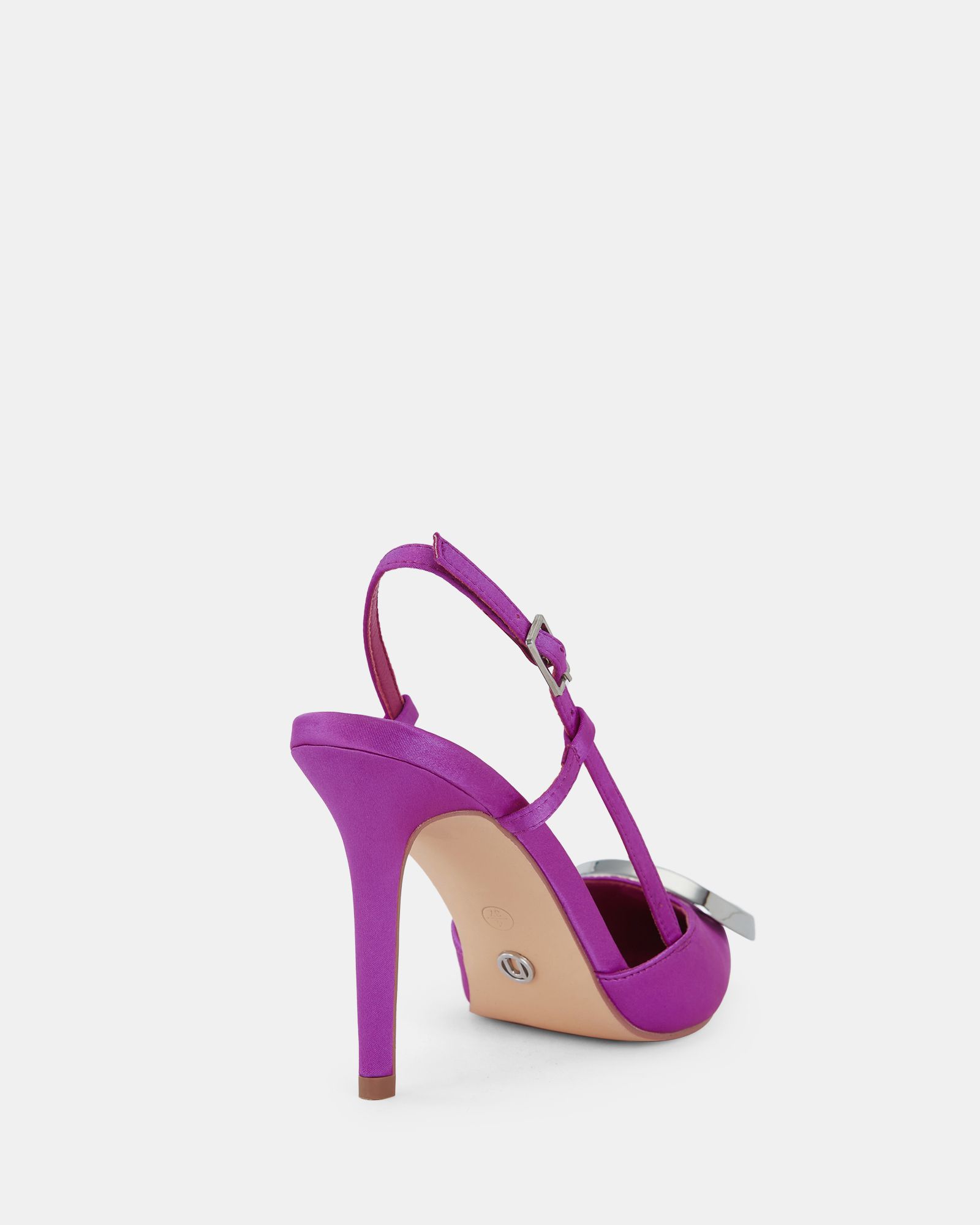 YAMINI Pink Satin Hardware Slingback Court Shoe